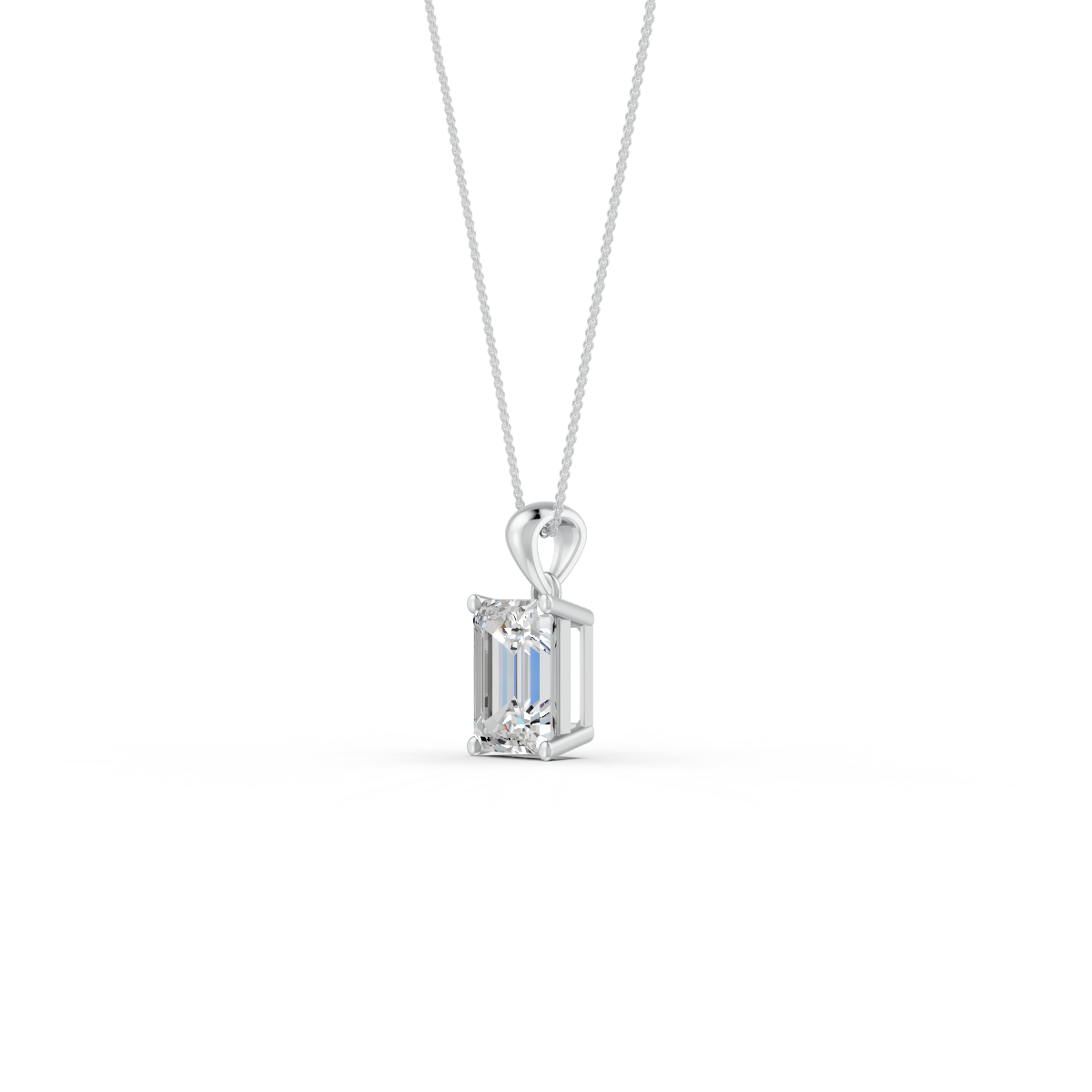 Emerald Cut Moissanite Solitaire Pendant 14K Gold Plated