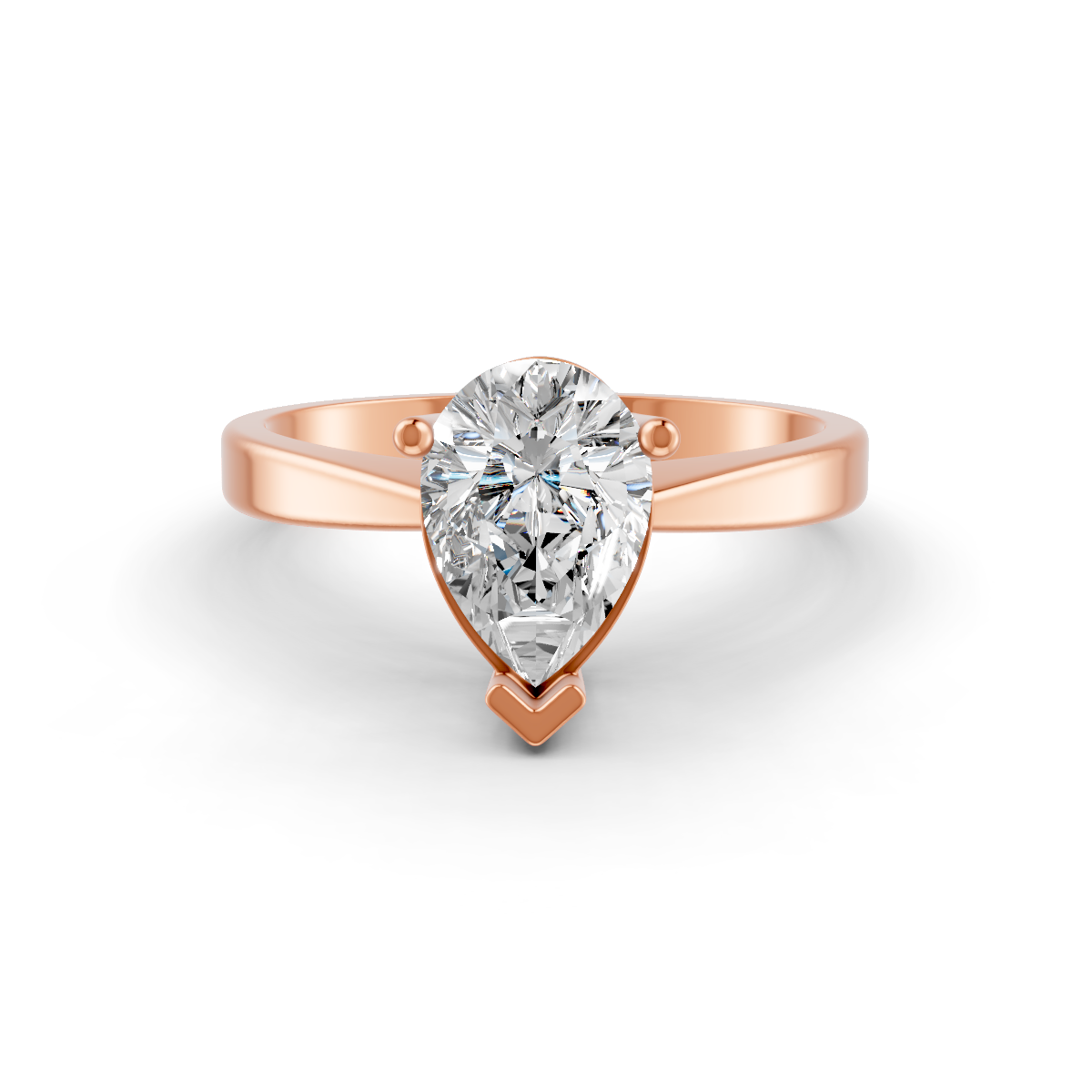 1-5 Ct Pear Cut Real Moissanite 3 Prong Solitaire Ring 14K Yellow Gold Plated