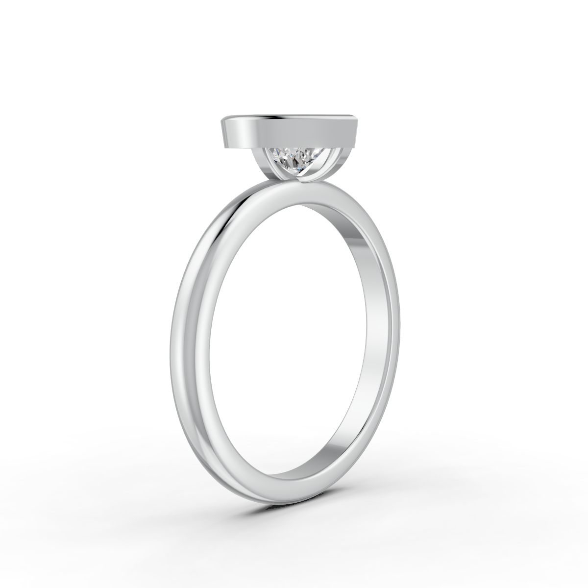 1-5 Ct Heart Cut Real Moissanite Bezel Set Solitaire Ring 14K Yellow Gold Plated
