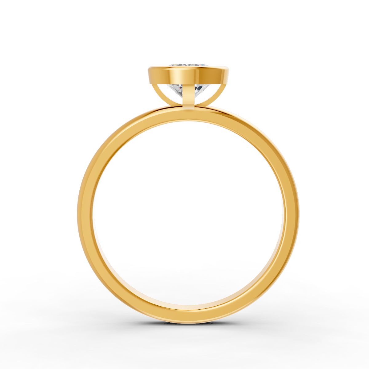 1-5 Ct Round Cut Real Moissanite Bezel Set Solitaire Ring 14K Yellow Gold Plated
