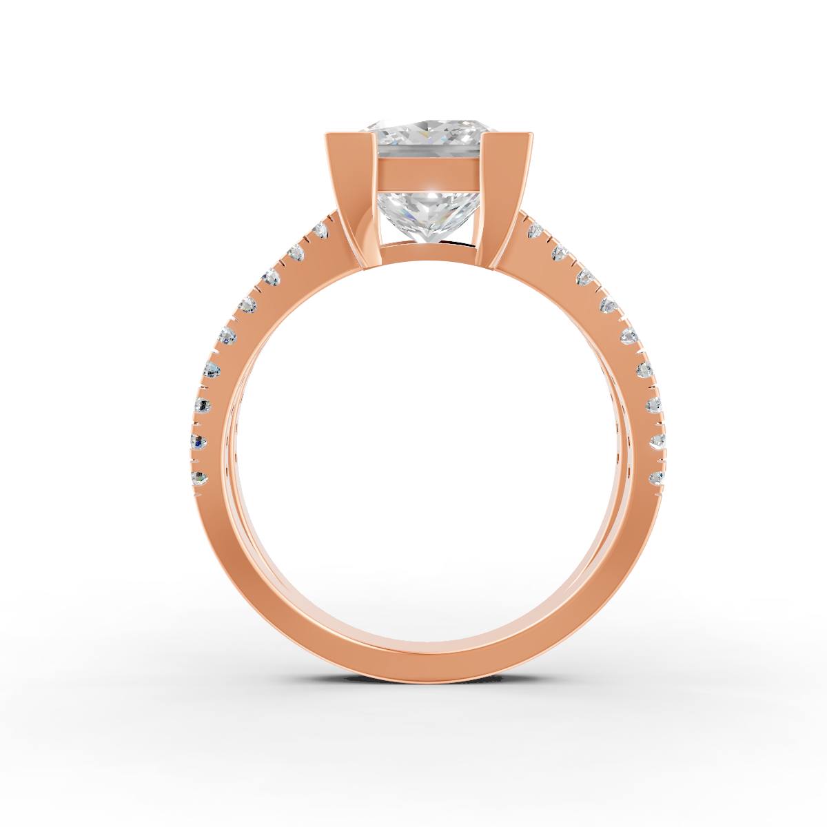 3.66Ct Princess Cut Certified Moissanite Women Engagement Ring 14K Yellow Gold Plated