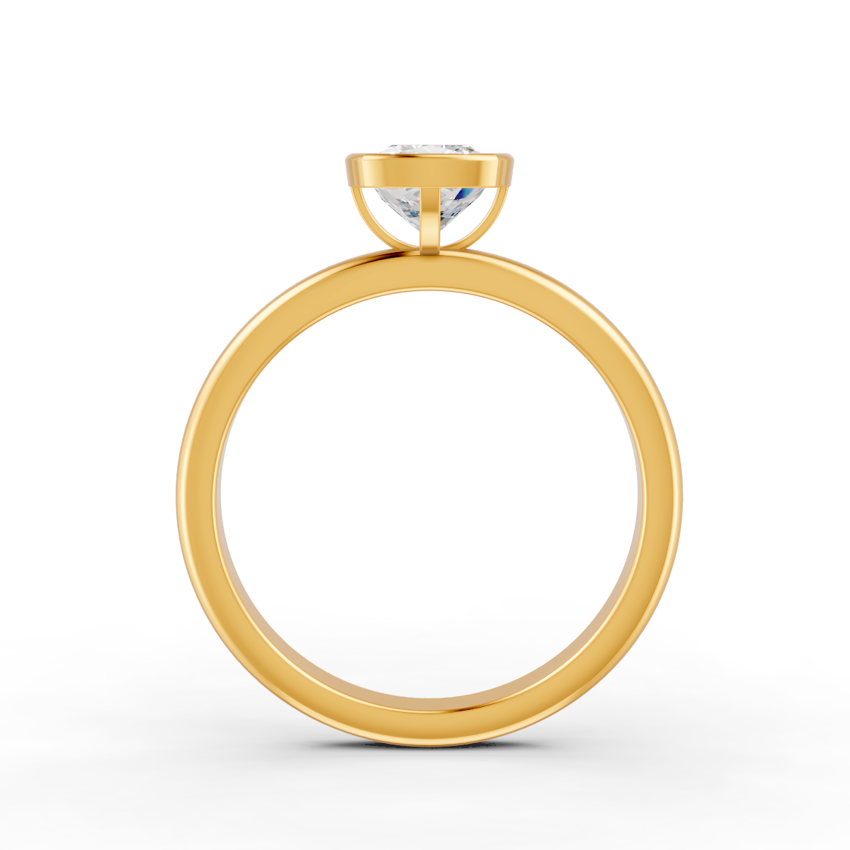 1-5 Ct Cushion Cut Real Moissanite Bezel Set Solitaire Ring 14K Yellow Gold Plated