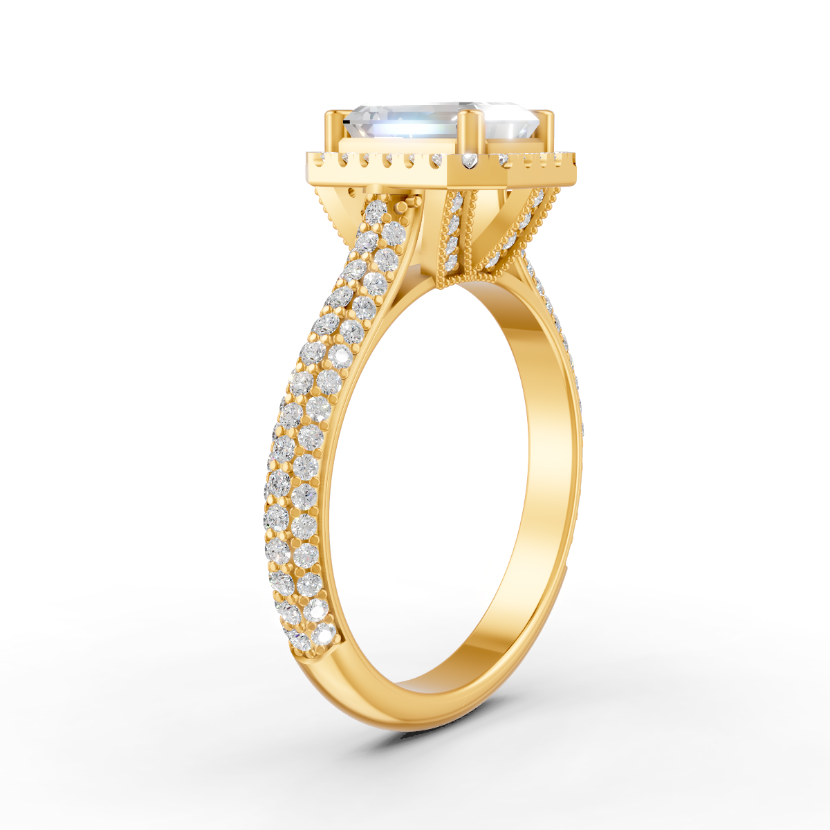 2.34 Ct Radiant Cut Certified Moissanite Engagement Ring 14K Yellow Gold Plated