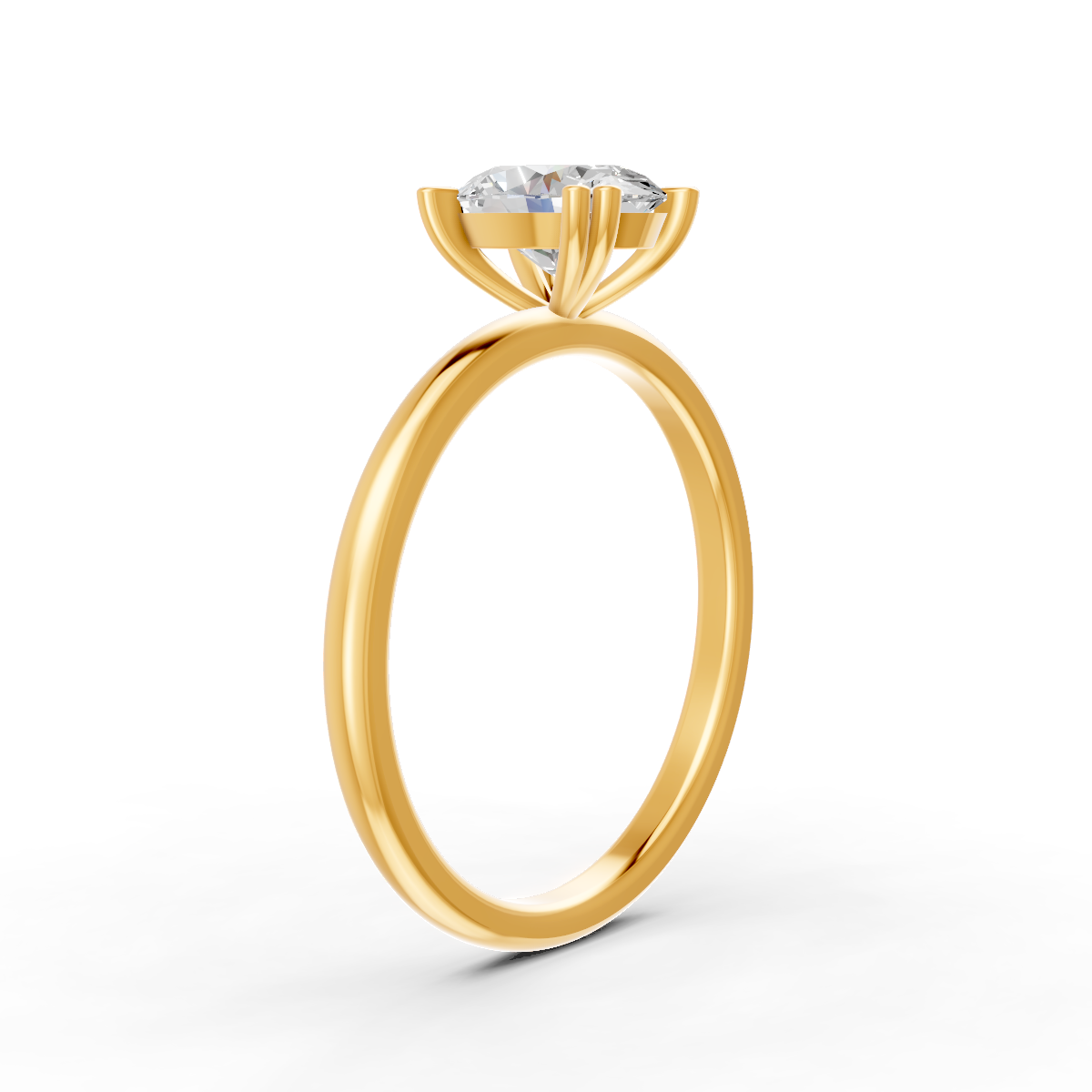 1-5 Ct Oval Cut Real Moissanite Double 4 Prong Solitaire Ring 14K Yellow Gold Plated