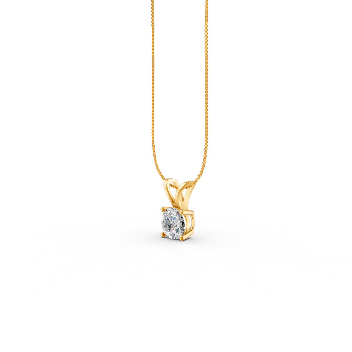 Round Cut Moissanite Solitaire Pendant 14K Yellow Gold Plated