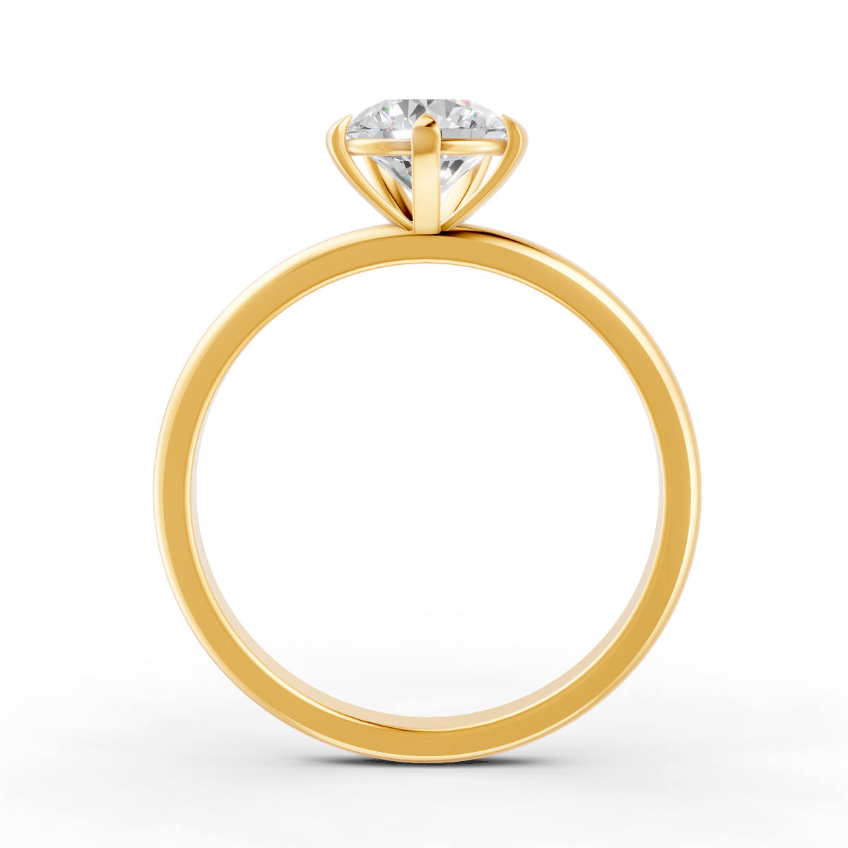 1-5 Ct Round Cut Real Moissanite 5 Prong Solitaire Ring 14K Yellow Gold Plated