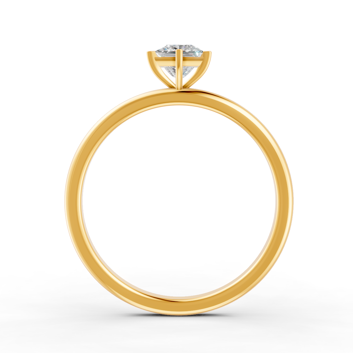1-5 Ct Princess Cut Real Moissanite Claw Prong Solitaire Ring 14K Yellow Gold Plated