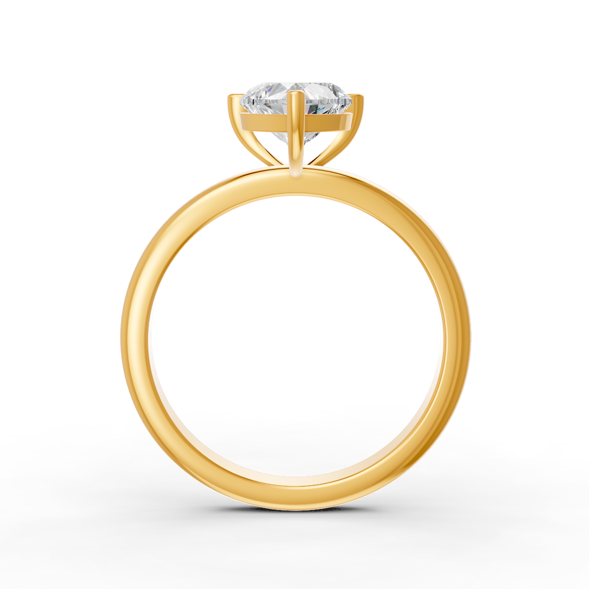 1-5 Ct Heart Cut Real Moissanite 3 Prong Solitaire Ring 14K Yellow Gold Plated