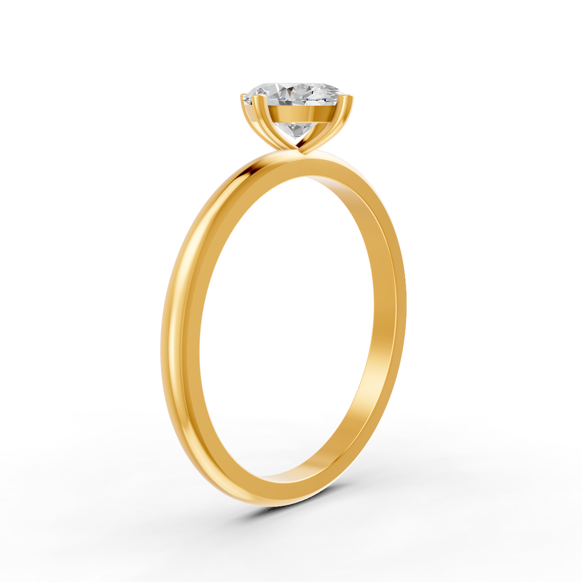 1-5 Ct Oval Cut Real Moissanite 4 Prong Solitaire Ring 14K Yellow Gold Plated