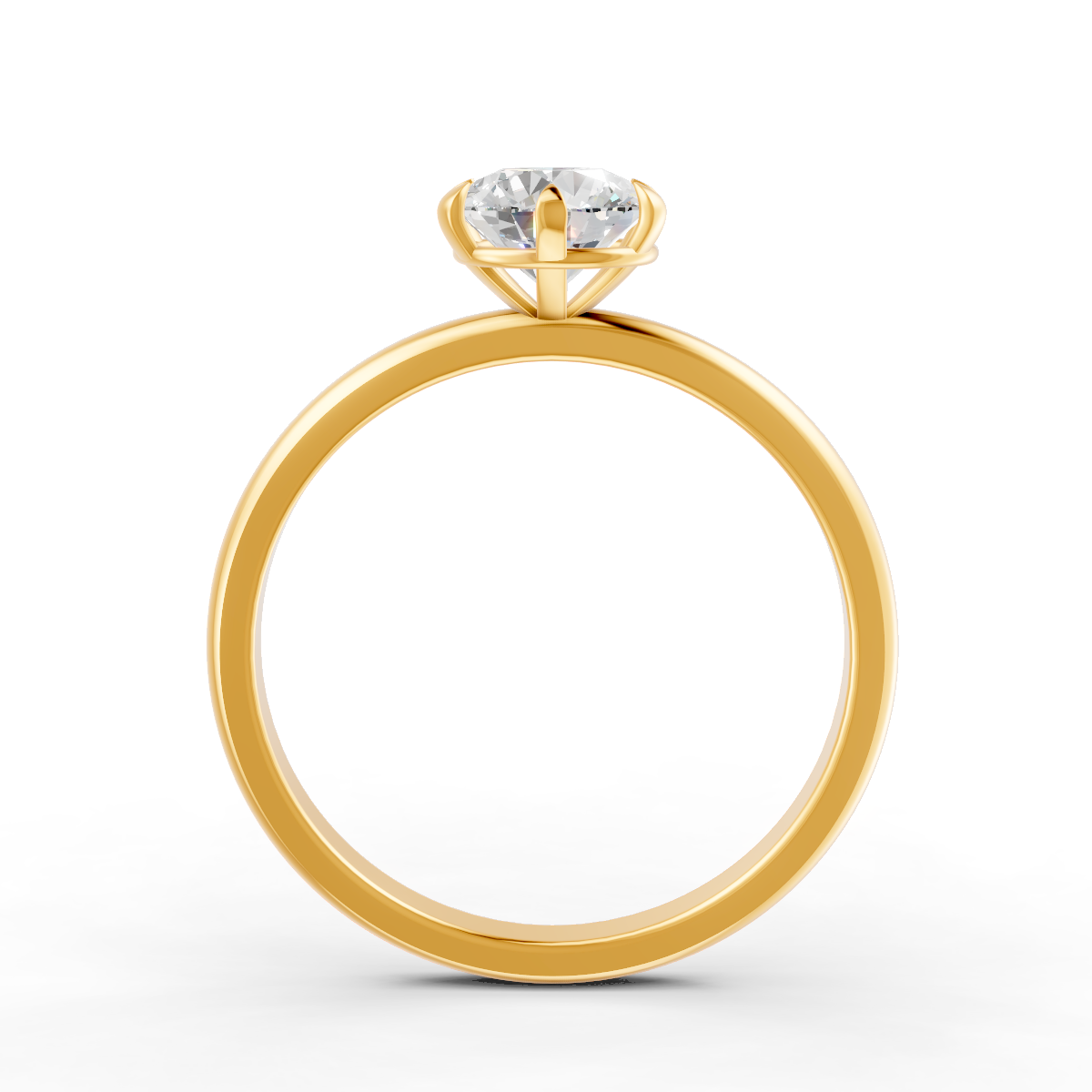 1-5 Ct Round Cut Moissanite Solitaire Engagement Ring 14K Yellow Gold Plated