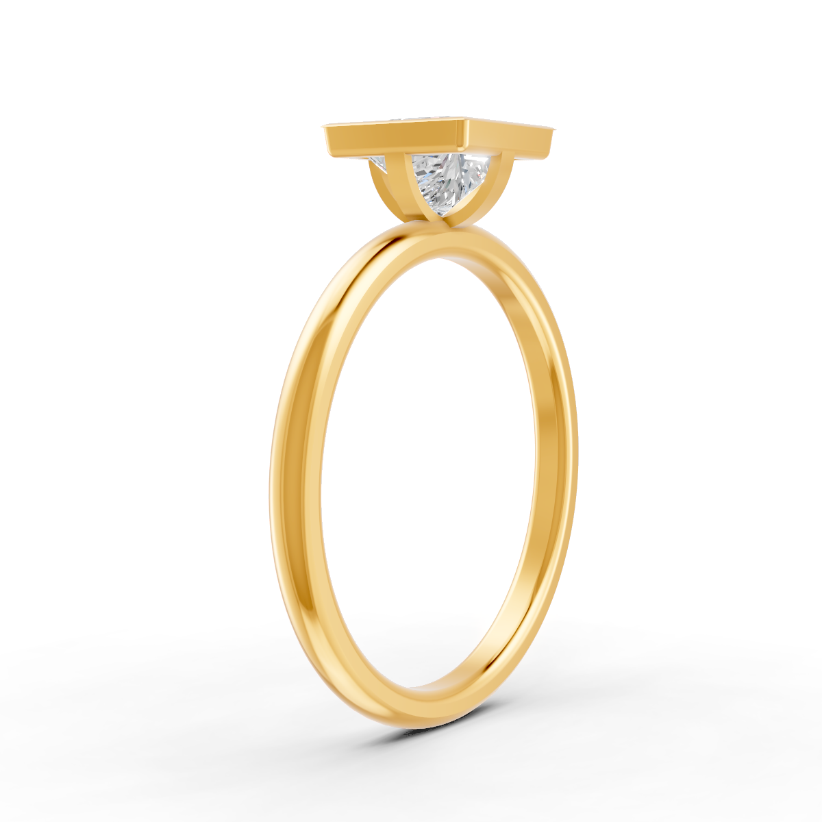 1-5 Ct Princess Cut Real Moissanite Bezel Set Solitaire Ring 14K Yellow Gold Plated