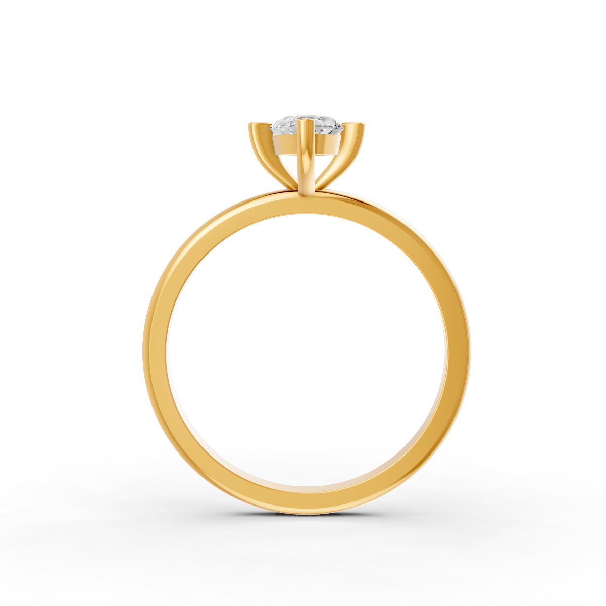 1-5 Ct Marquise Cut Real Moissanite 4 Prong Solitaire Ring 14K Yellow Gold Plated