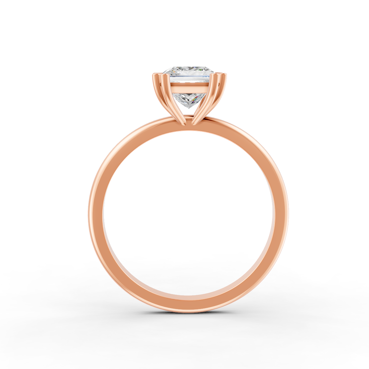 1-5 Ct Princess Cut Real Moissanite Double 4 Prong Solitaire Ring 14K Yellow Gold Plated