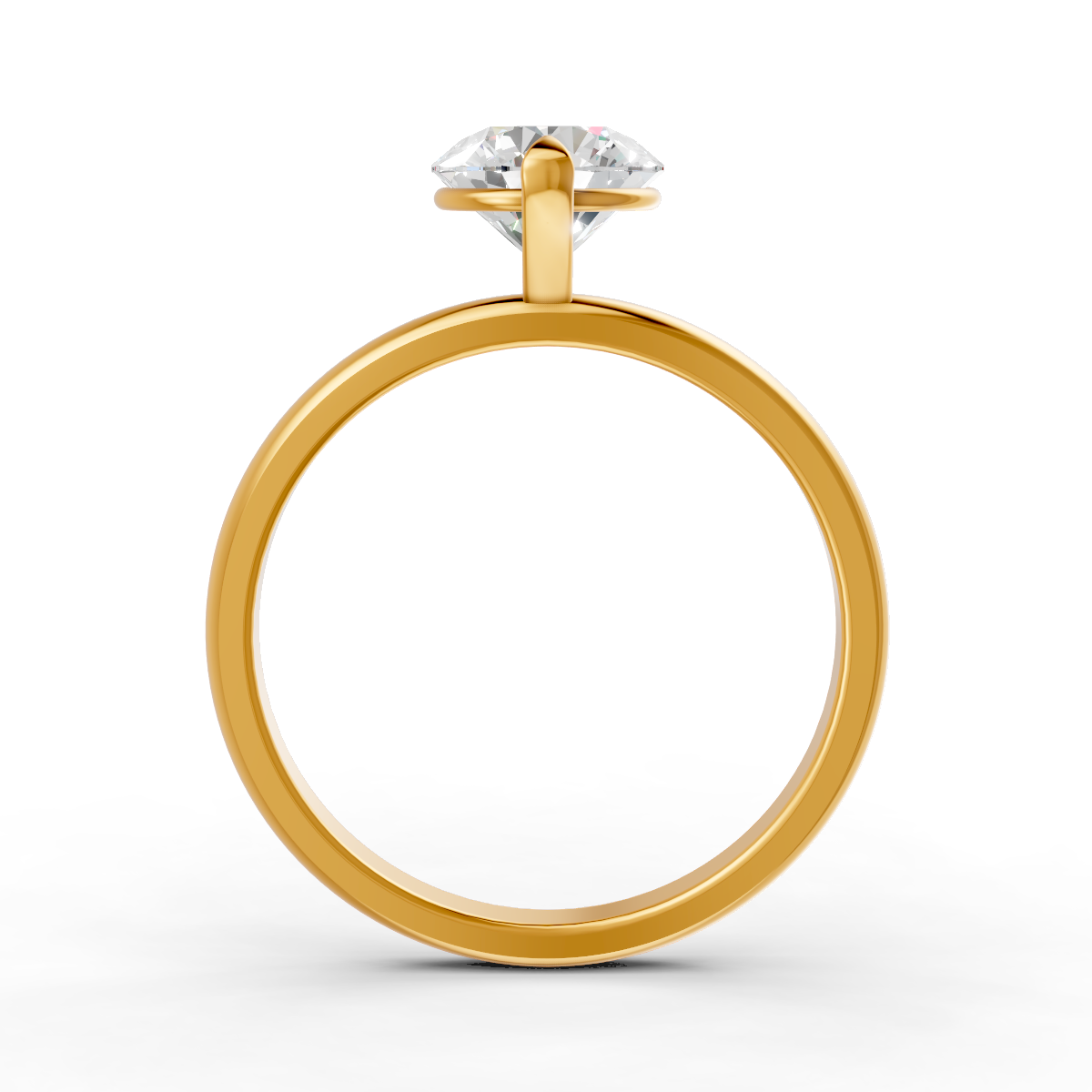 1-5 Ct Round Cut Real Moissanite 2 Prong Solitaire Ring 14K Yellow Gold Plated