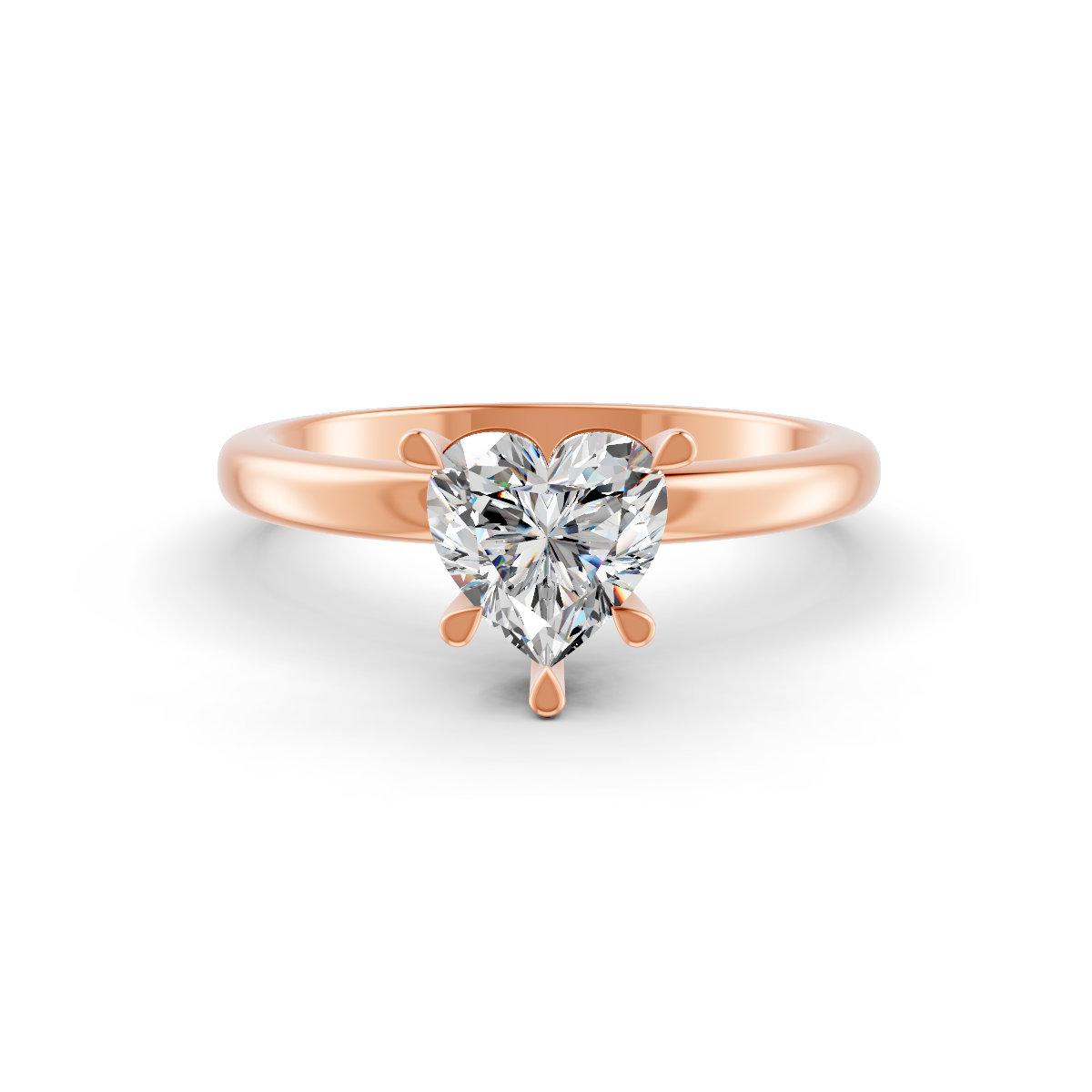 1-5 Ct Heart Cut Real Moissanite 5 Prong Solitaire Ring 14K Yellow Gold Plated
