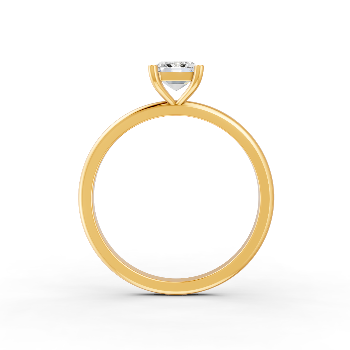 1-5 Ct Emerald Cut Real Moissanite 4 Prong Solitaire Ring 14K Yellow Gold Plated
