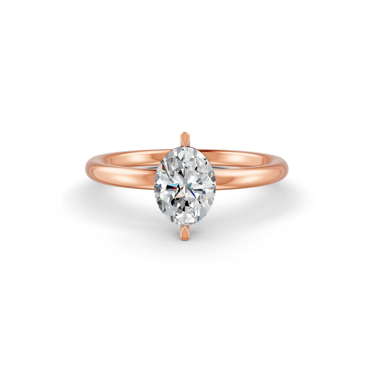 1-5 Ct Oval Cut Real Moissanite 2 Prong Solitaire Ring 14K Yellow Gold Plated