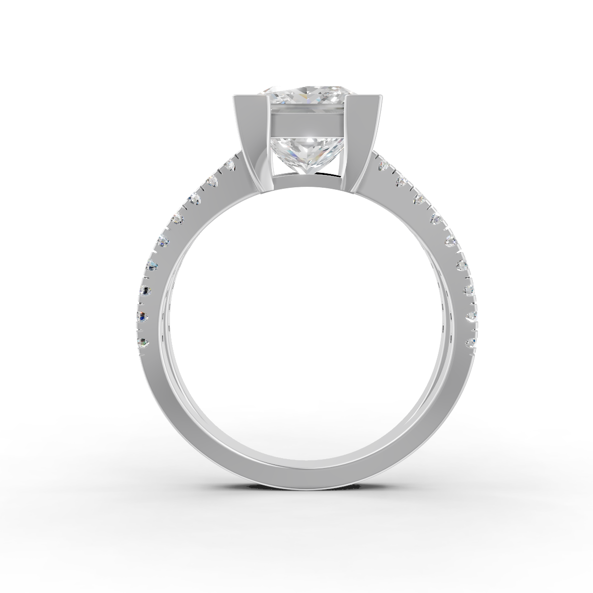 3.66Ct Princess Cut Certified Moissanite Women Engagement Ring 14K Yellow Gold Plated