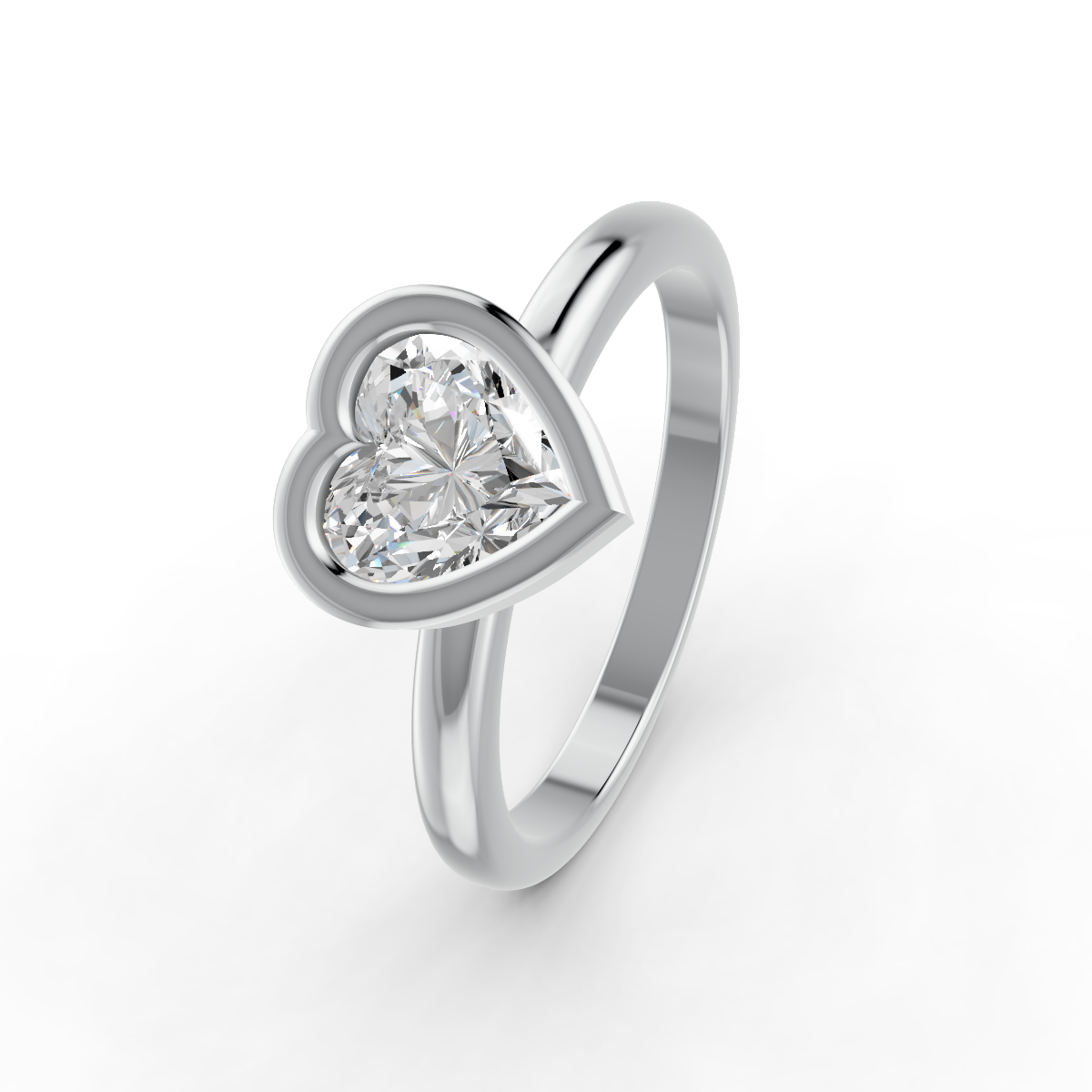 1-5 Ct Heart Cut Real Moissanite Bezel Set Solitaire Ring 14K Yellow Gold Plated