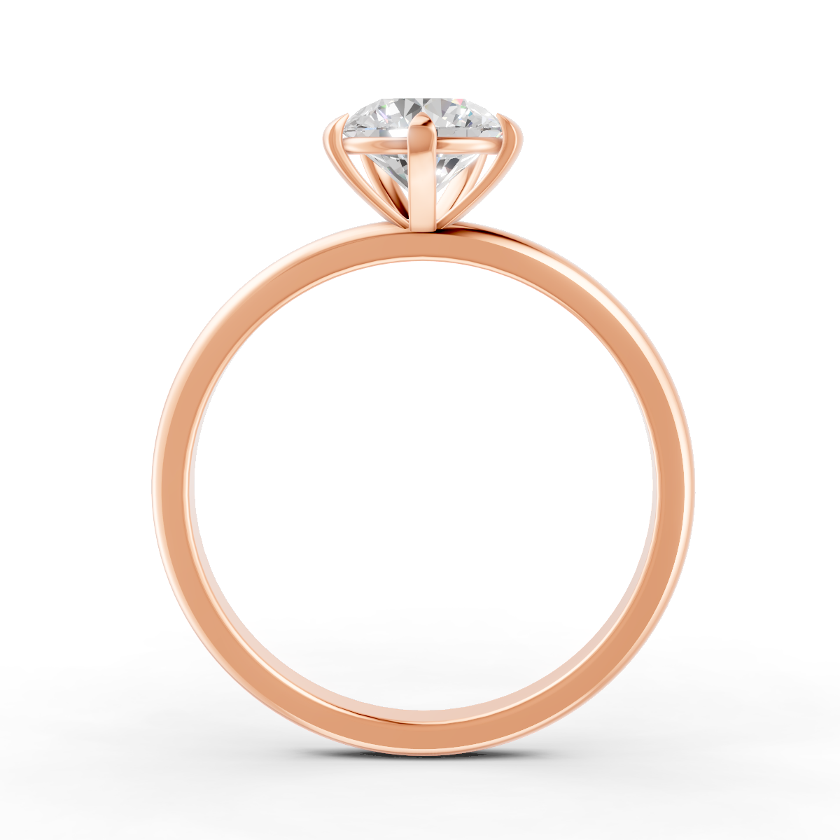 1-5 Ct Round Cut Real Moissanite 5 Prong Solitaire Ring 14K Yellow Gold Plated