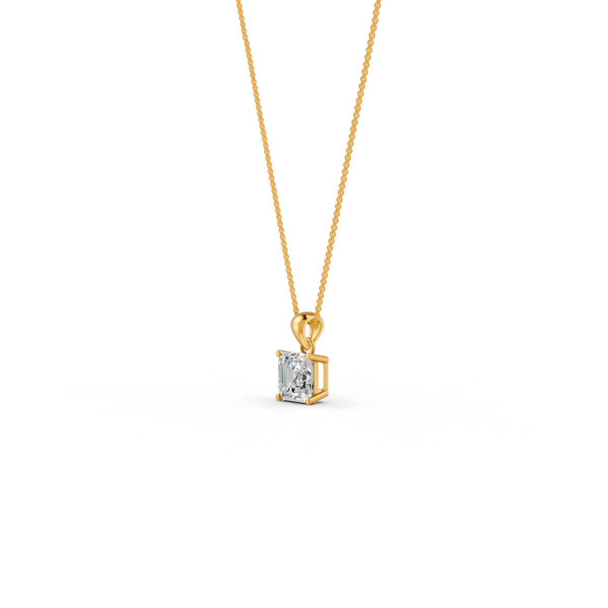 Asscher Cut GRA Certified Moissanite Solitaire Pendant in 14K Yellow Gold Plated