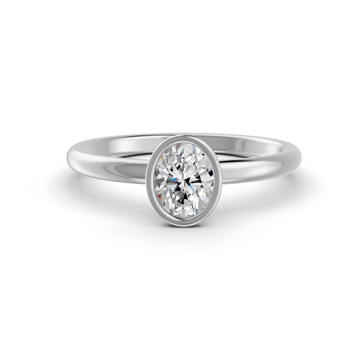 1-5 Ct Oval Cut Real Moissanite Bezel Set Solitaire Ring 14K Yellow Gold Plated