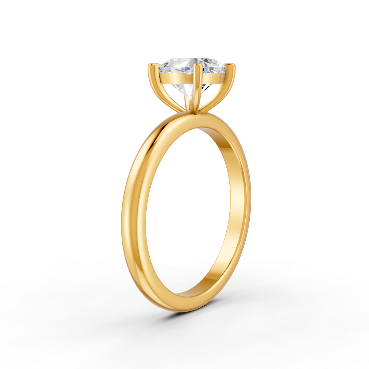 1-5 Ct Cushion Cut Real Moissanite 4 Prong Solitaire Ring 14K Yellow Gold Plated