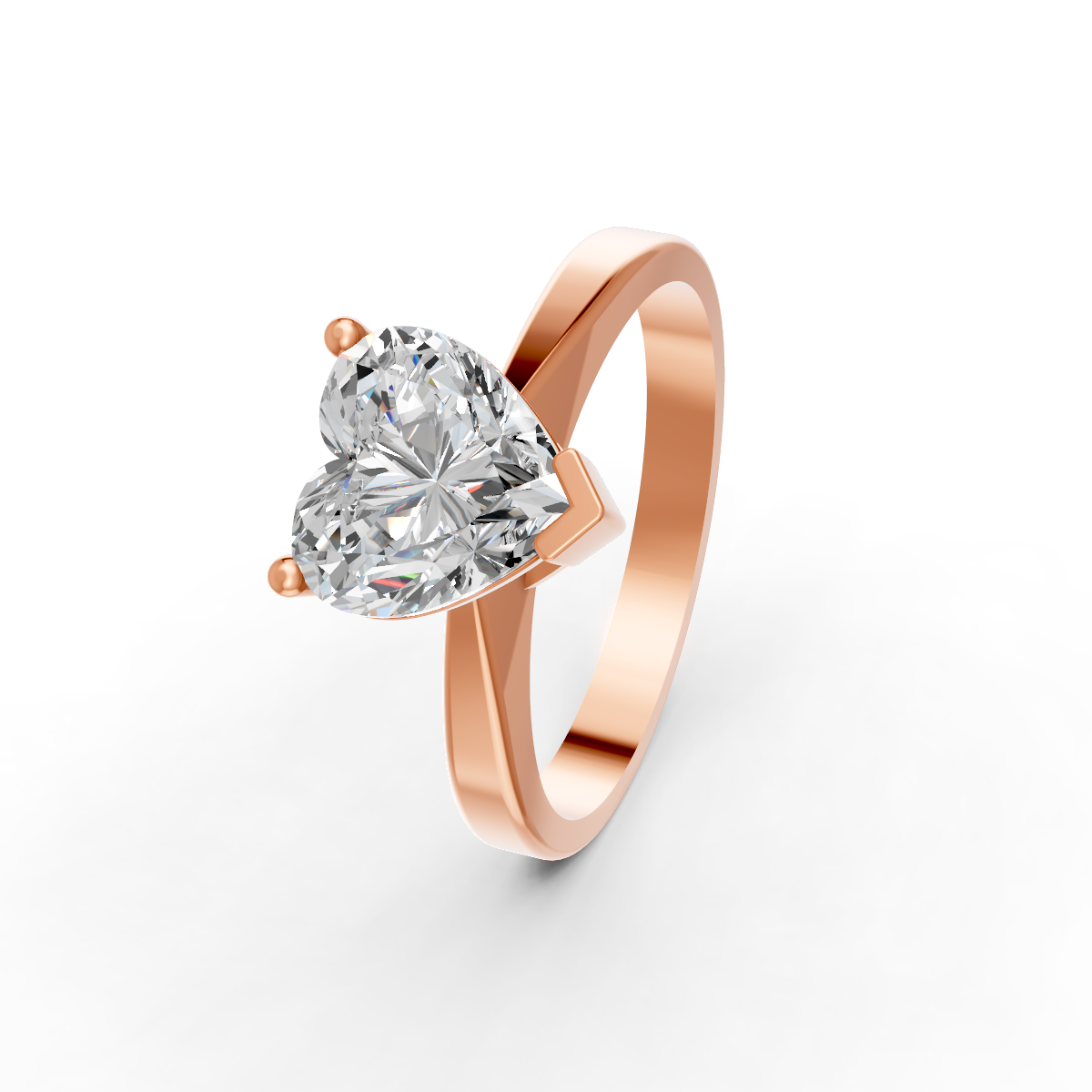 1-5 Ct Heart Cut Real Moissanite V Prong Solitaire Ring 14K Gold Plated
