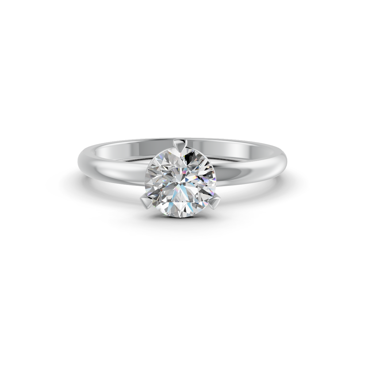 1-5 Ct Round Cut Real Moissanite 3 Prong Solitaire Ring 14K Yellow Gold Plated
