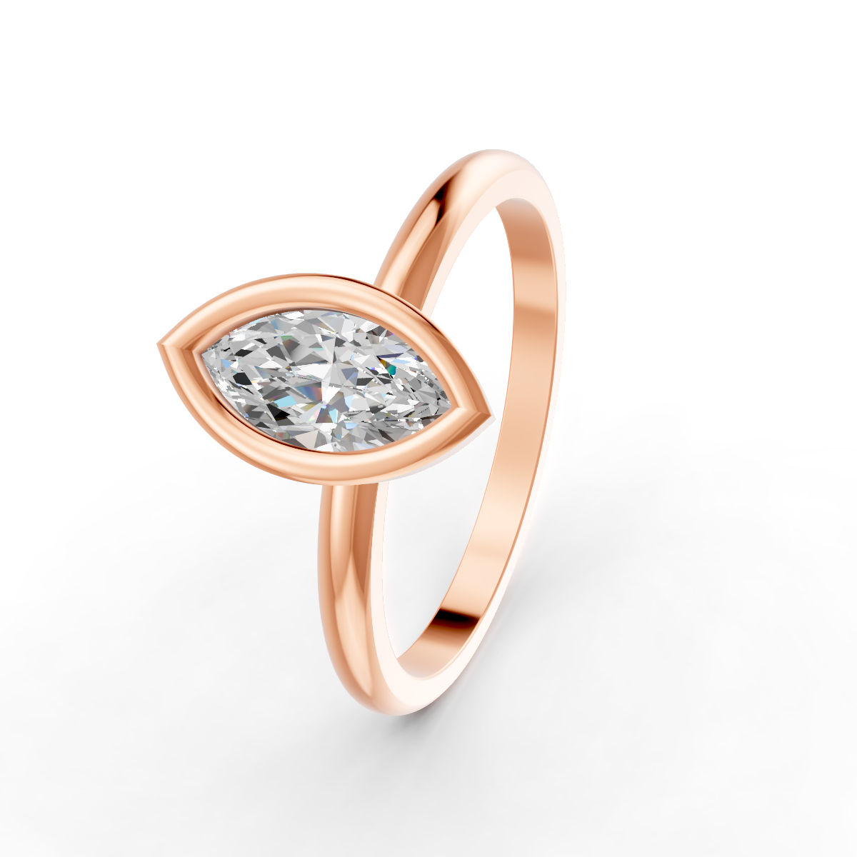 1-5 Ct Marquise Cut Real Moissanite Bezel Set Solitaire Ring 14K Yellow Gold Plated