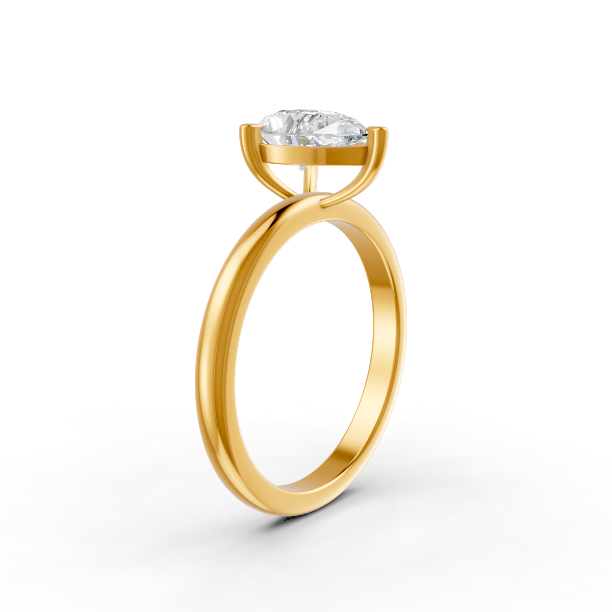 1-5 Ct Pear Cut Real Moissanite Claw Prong Solitaire Ring 14K Yellow Gold Plated