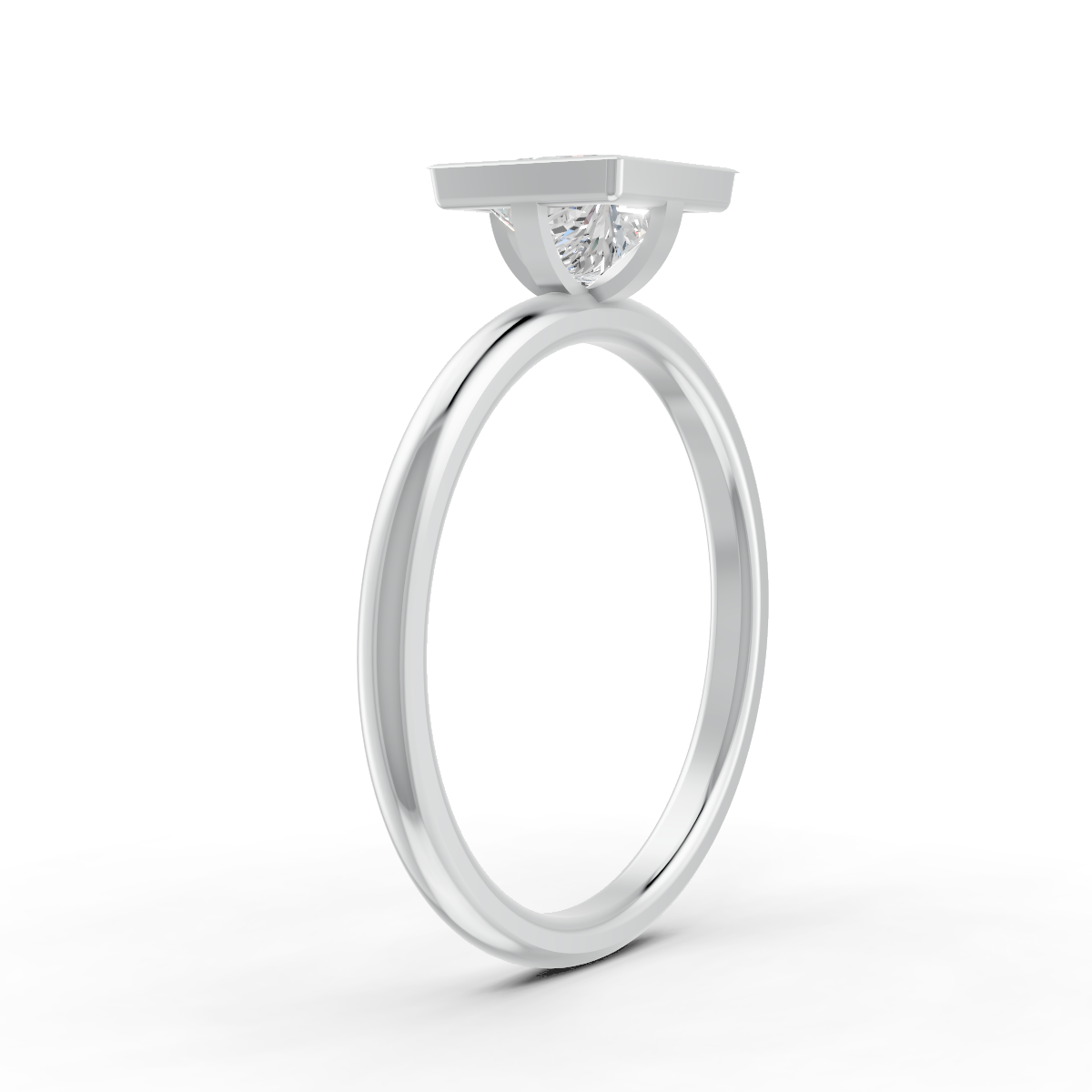 1-5 Ct Princess Cut Real Moissanite Bezel Set Solitaire Ring 14K Yellow Gold Plated