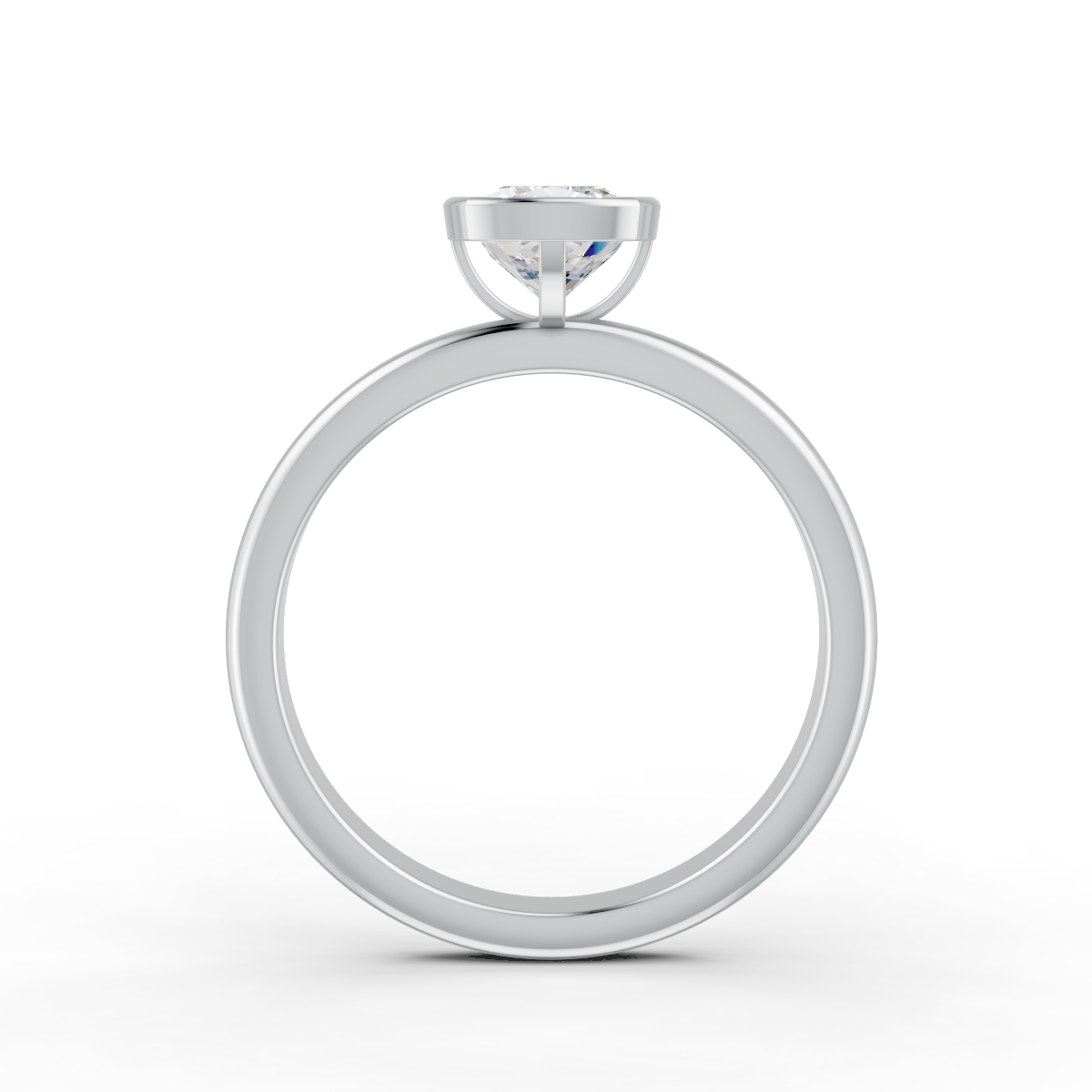 1-5 Ct Cushion Cut Real Moissanite Bezel Set Solitaire Ring 14K Yellow Gold Plated