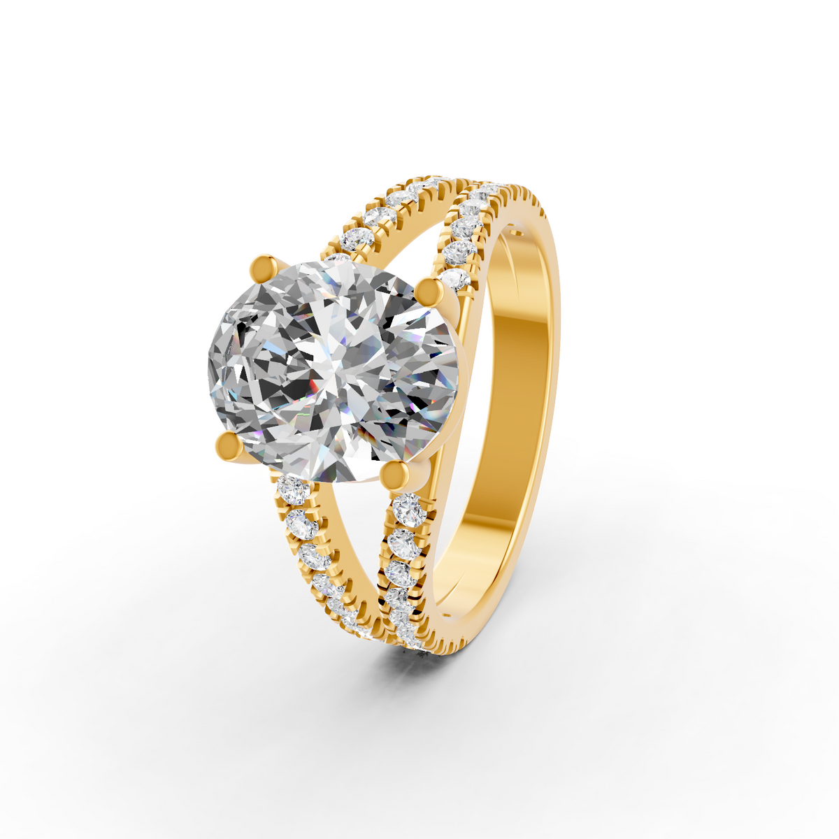 3.83Ct Oval Cut Moissanite Women Engagement Ring 14K Gold Plated