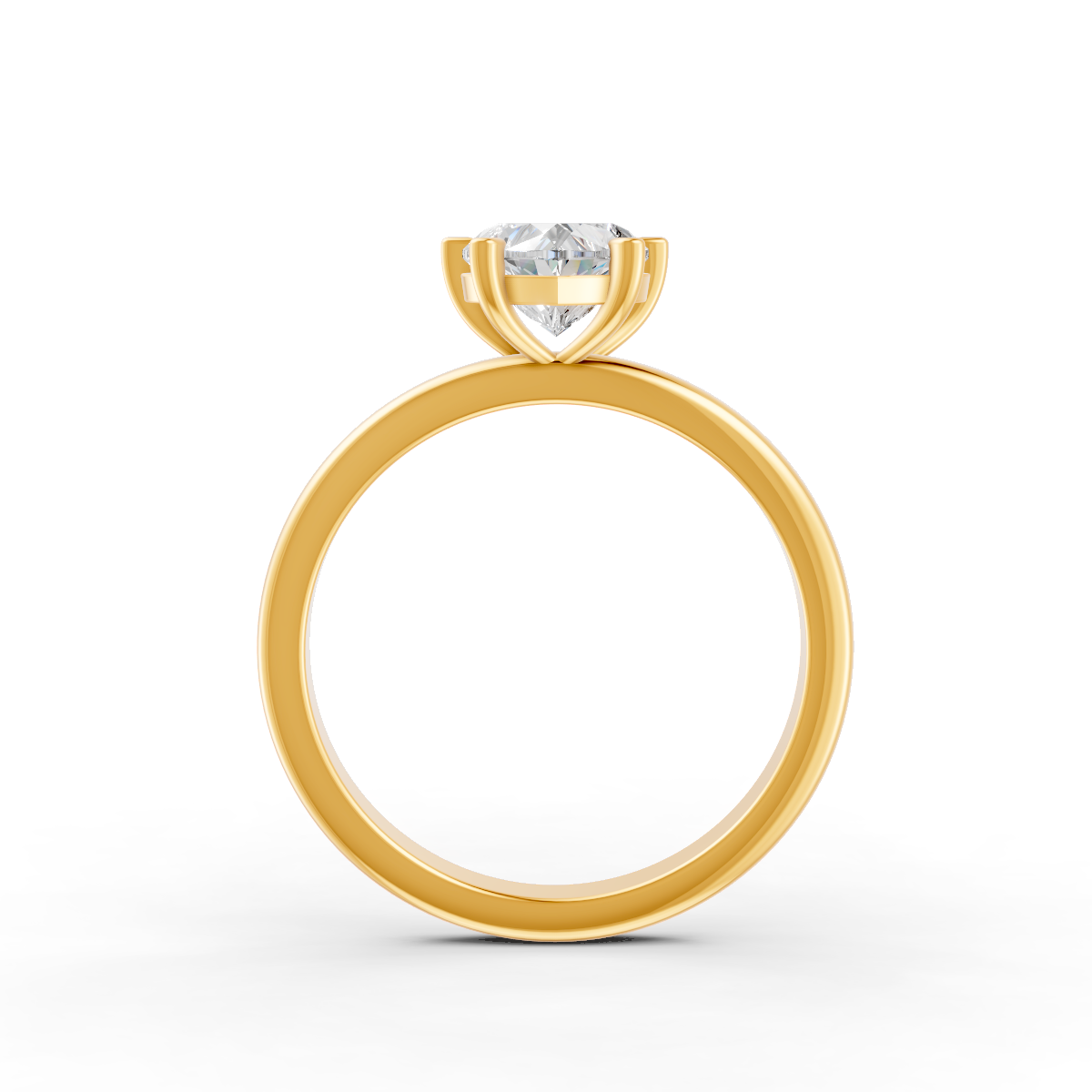 1-5 Ct Heart Cut Real Moissanite 4 Prong Solitaire Ring 14K Yellow Gold Plated