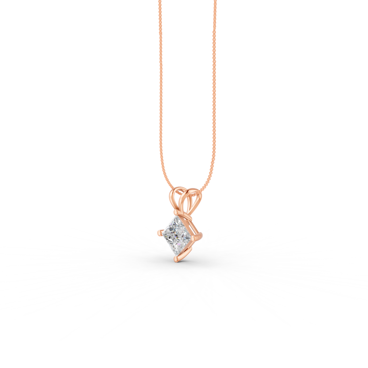 Princess Cut Moissanite Solitaire Pendant 14K Yellow Gold Plated