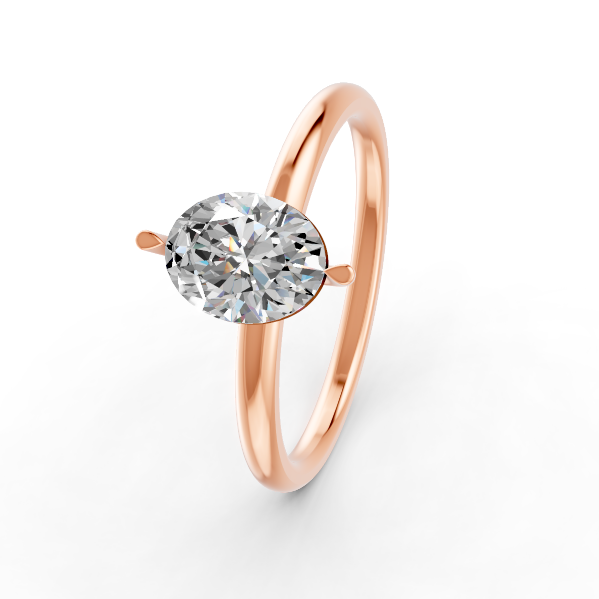 1-5 Ct Oval Cut Real Moissanite 2 Prong Solitaire Ring 14K Yellow Gold Plated