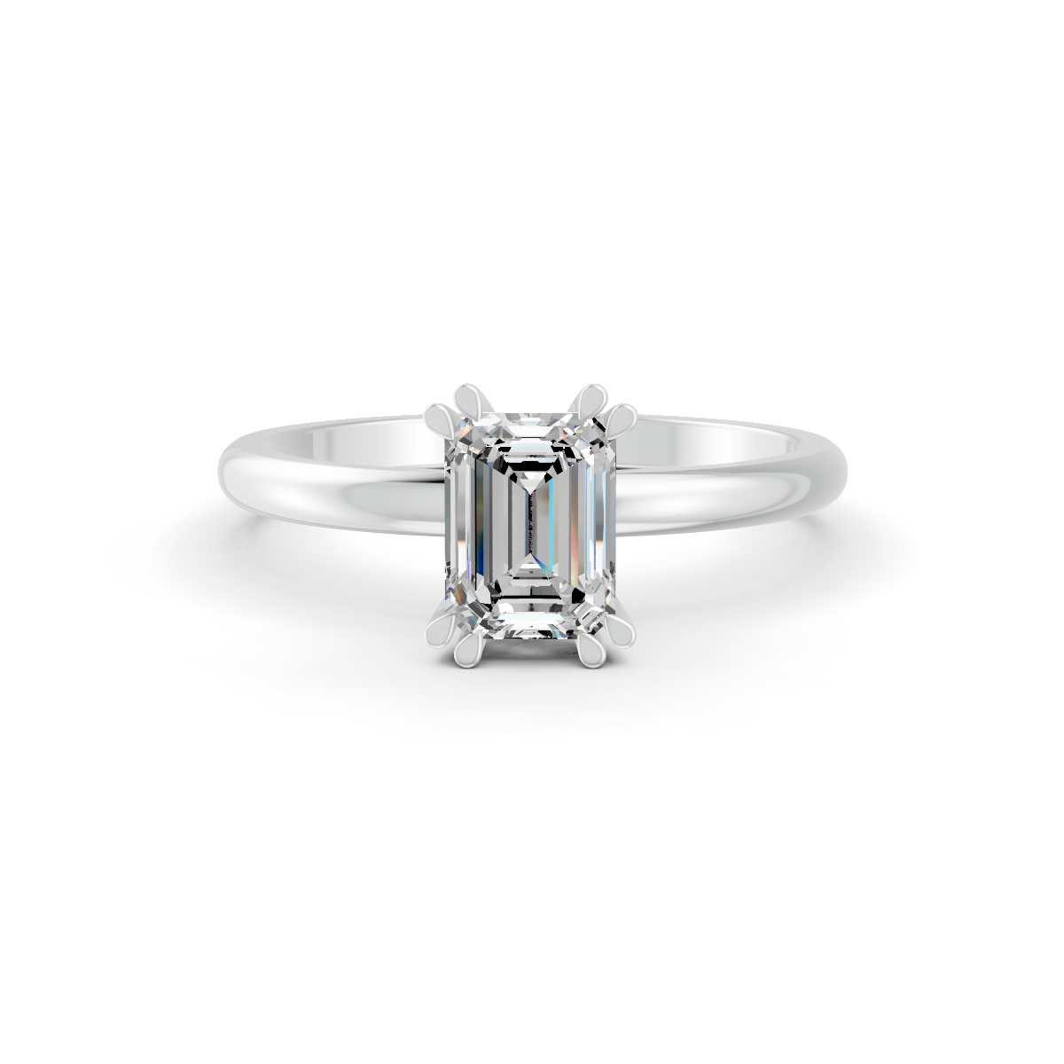 1-5 Ct Emerald Cut Real Moissanite Double Prong Solitaire Ring 14K Yellow Gold Plated