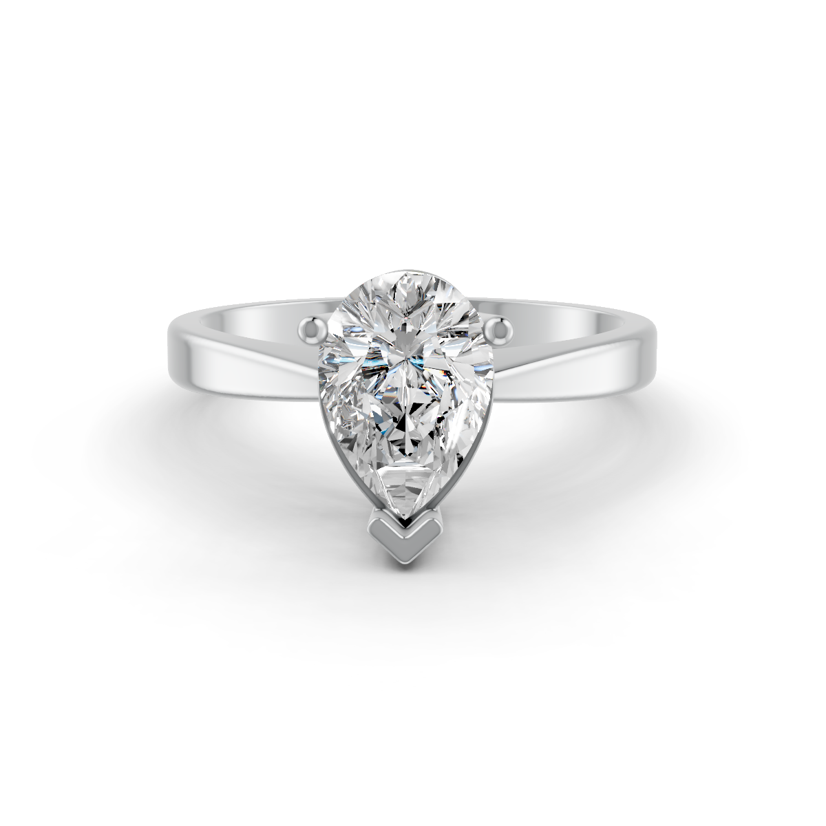 1-5 Ct Pear Cut Real Moissanite 3 Prong Solitaire Ring 14K Yellow Gold Plated