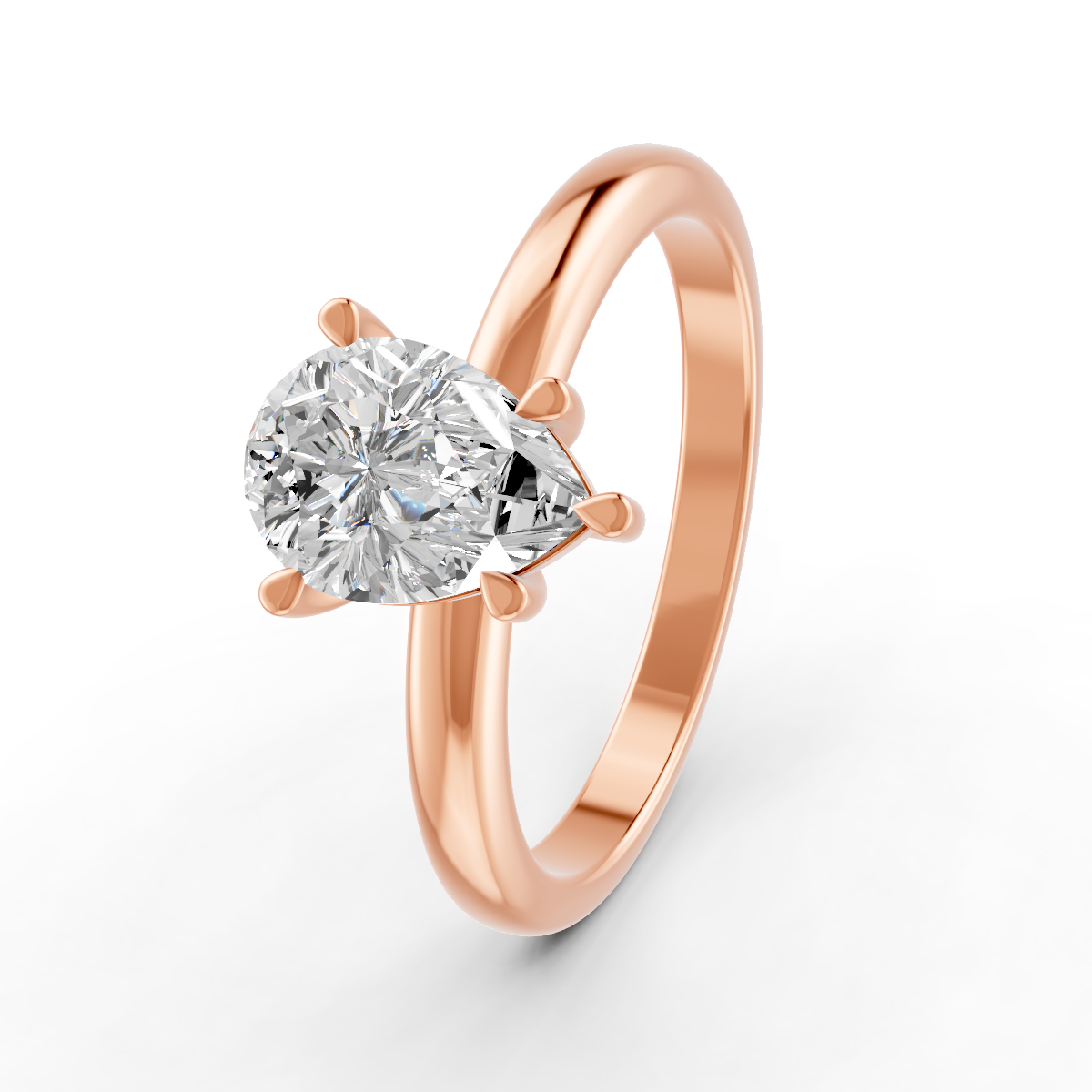 1-5 Ct Pear Cut Real Moissanite 5 Prong Solitaire Ring 14K Yellow Gold Plated