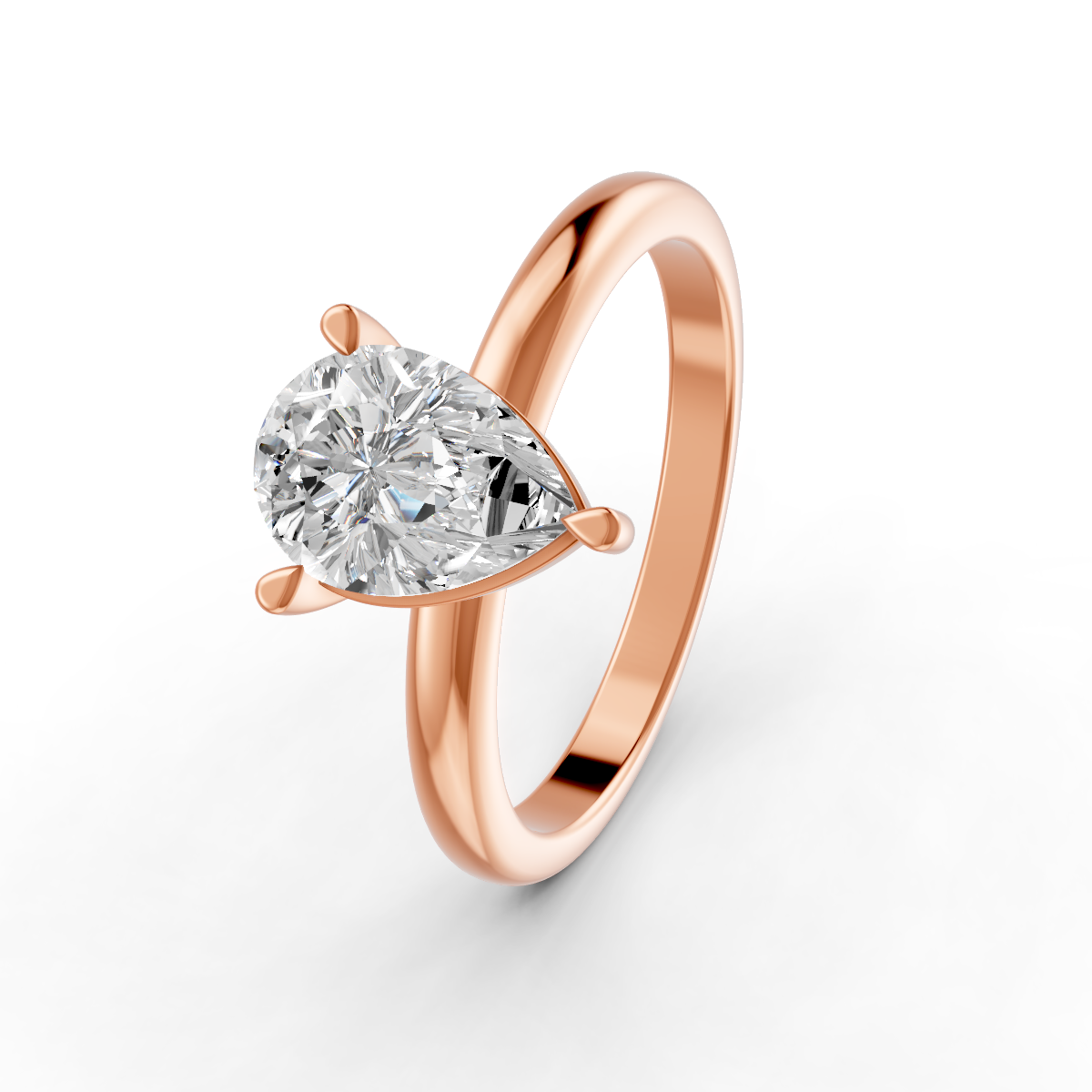 1-5 Ct Pear Cut Real Moissanite Claw Prong Solitaire Ring 14K Yellow Gold Plated