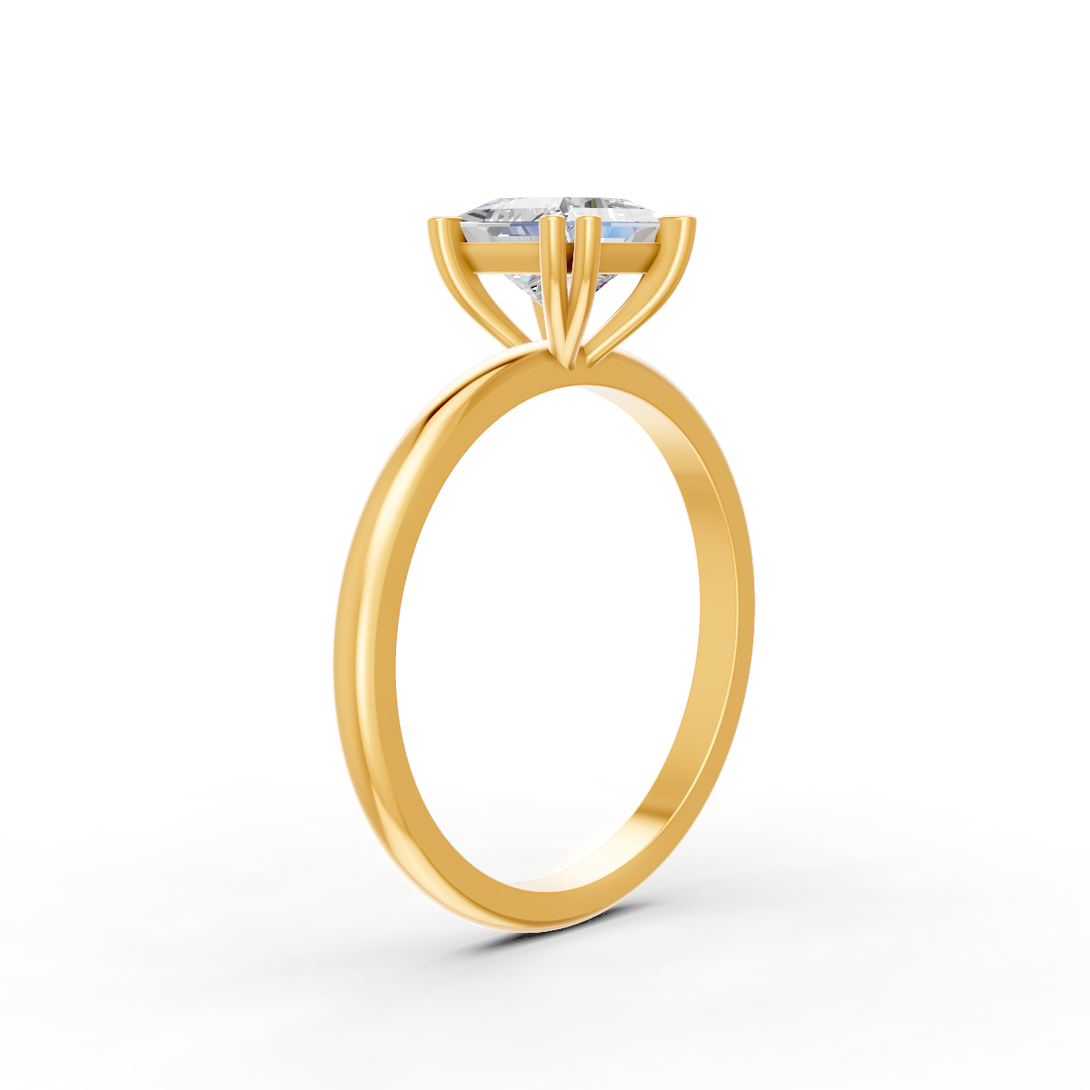 1-5 Ct Princess Cut Real Moissanite Double 4 Prong Solitaire Ring 14K Yellow Gold Plated