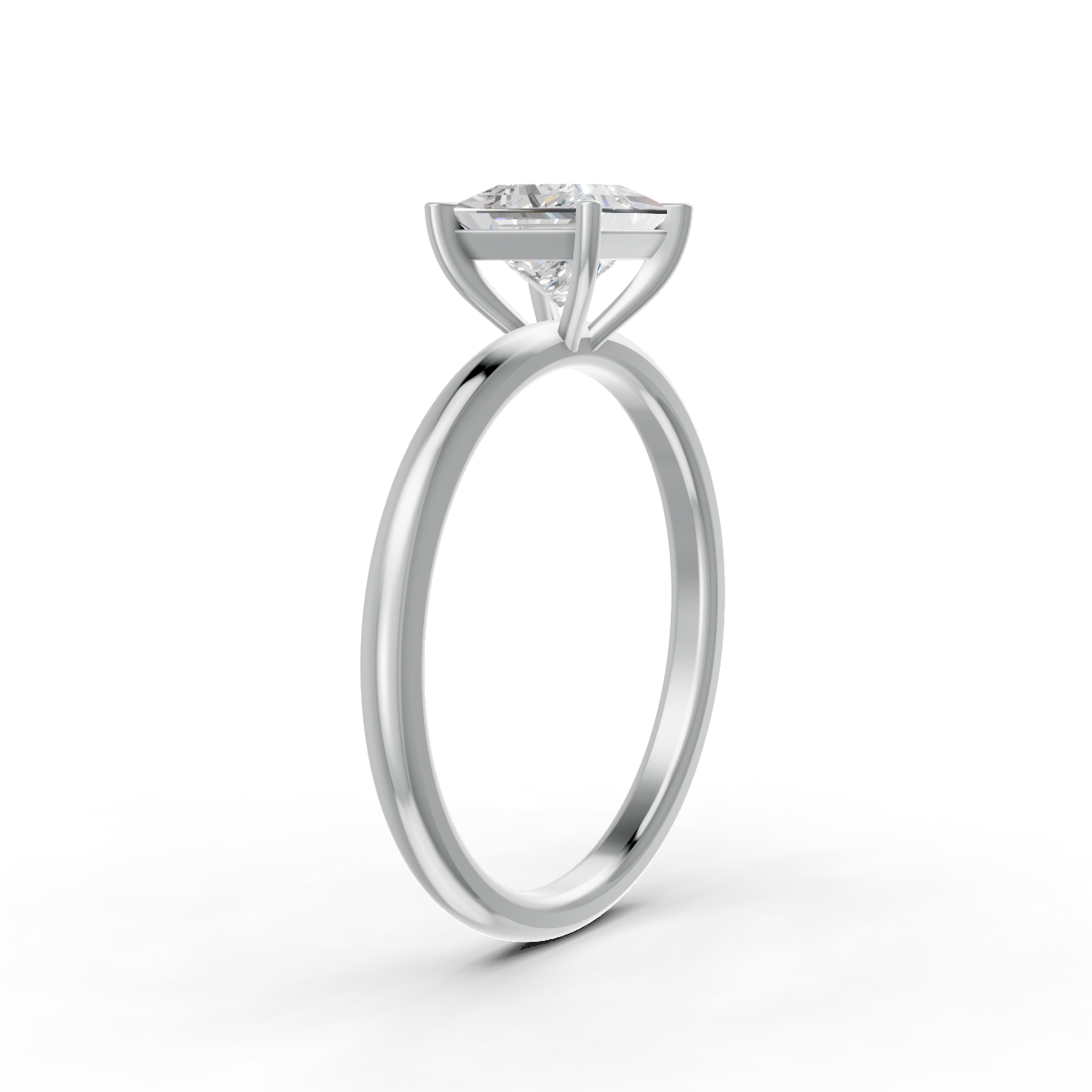1-5 Ct Princess Cut Real Moissanite 4 Prong Solitaire Ring 14K Yellow Gold Plated