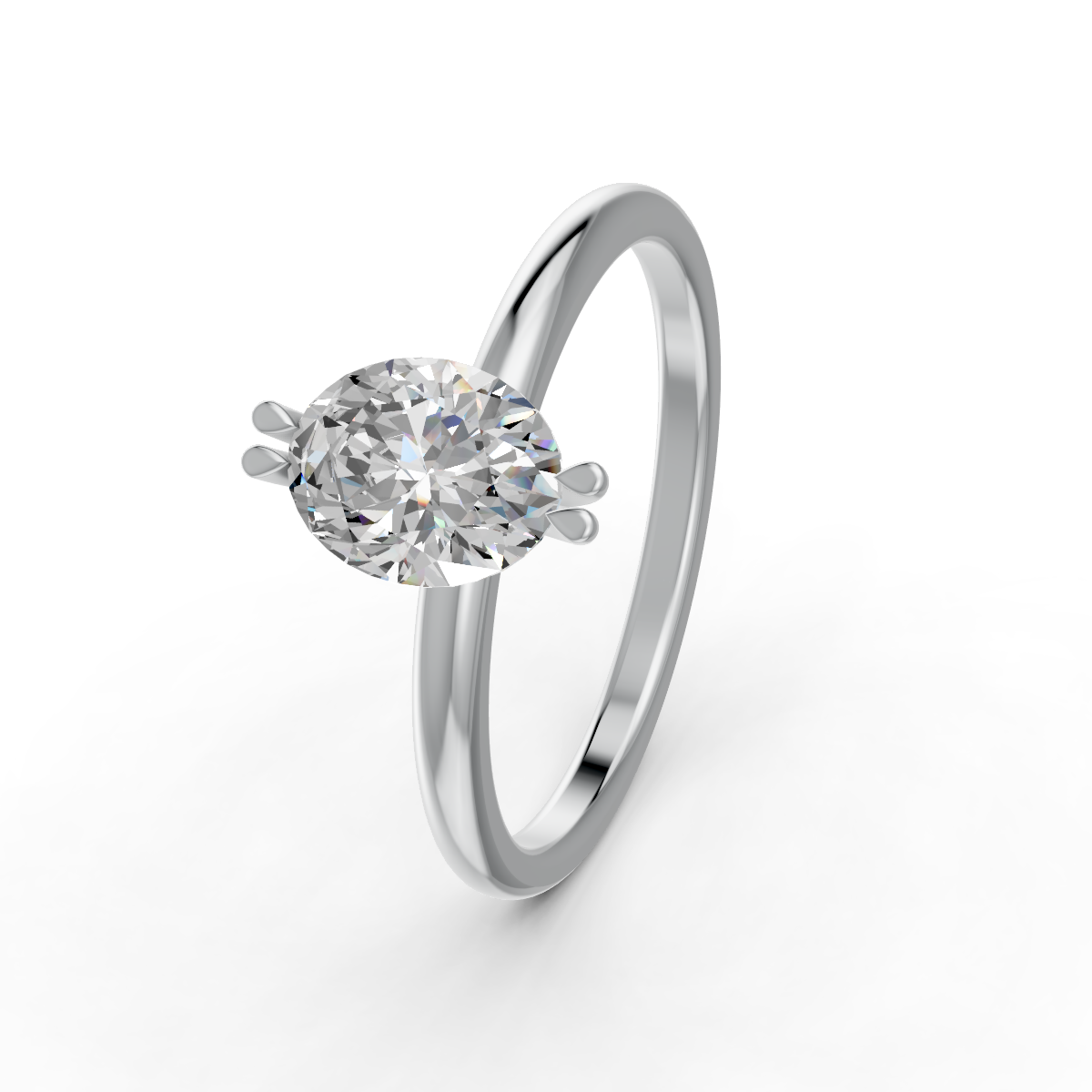 1-5 Ct Oval Cut Real Moissanite Double Prong Solitaire Ring 14K Yellow Gold Plated