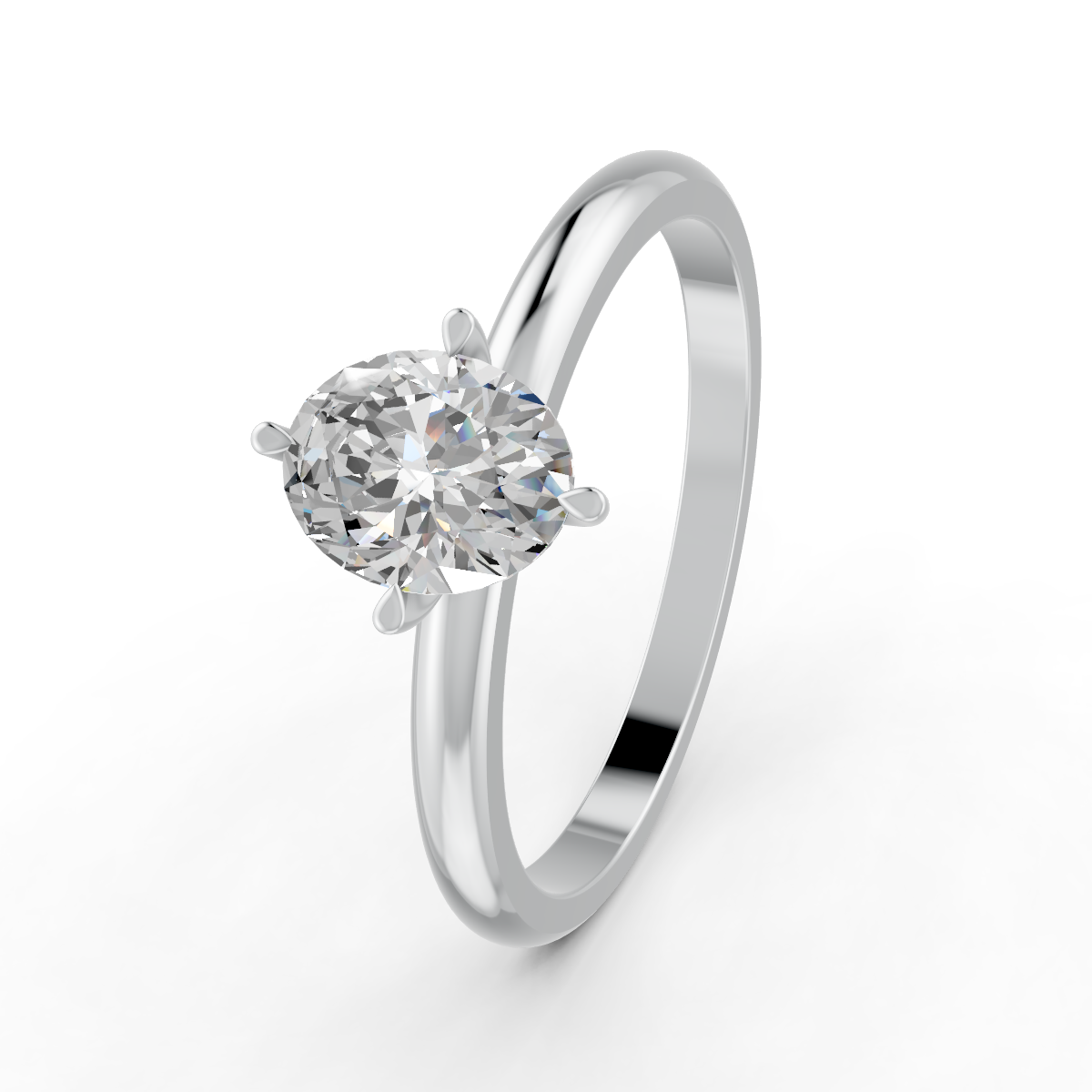 1-5 Ct Oval Cut Real Moissanite 4 Prong Solitaire Ring 14K Yellow Gold Plated