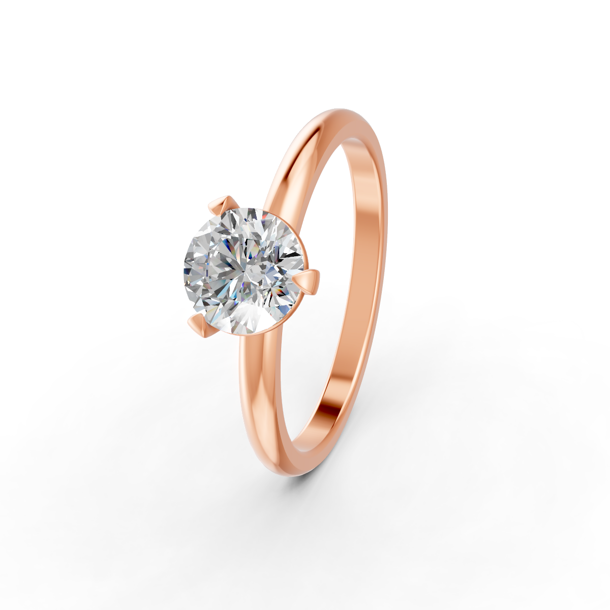 1-5 Ct Round Cut Real Moissanite 3 Prong Solitaire Ring 14K Yellow Gold Plated