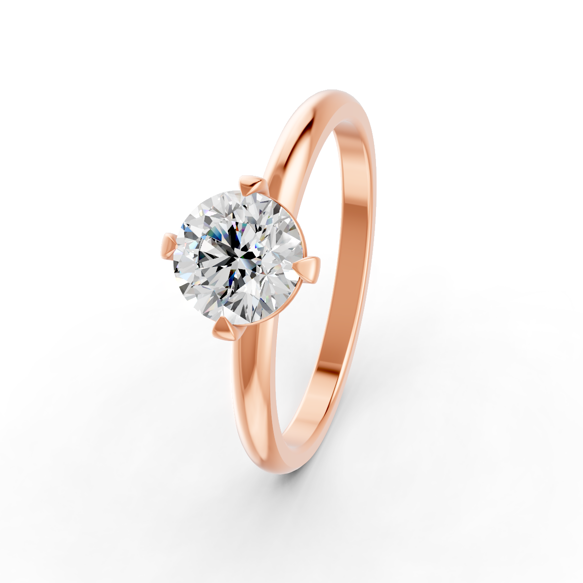 1-5 Ct Round Cut Real Moissanite 4 Prong Solitaire Ring 14K Yellow Gold Plated