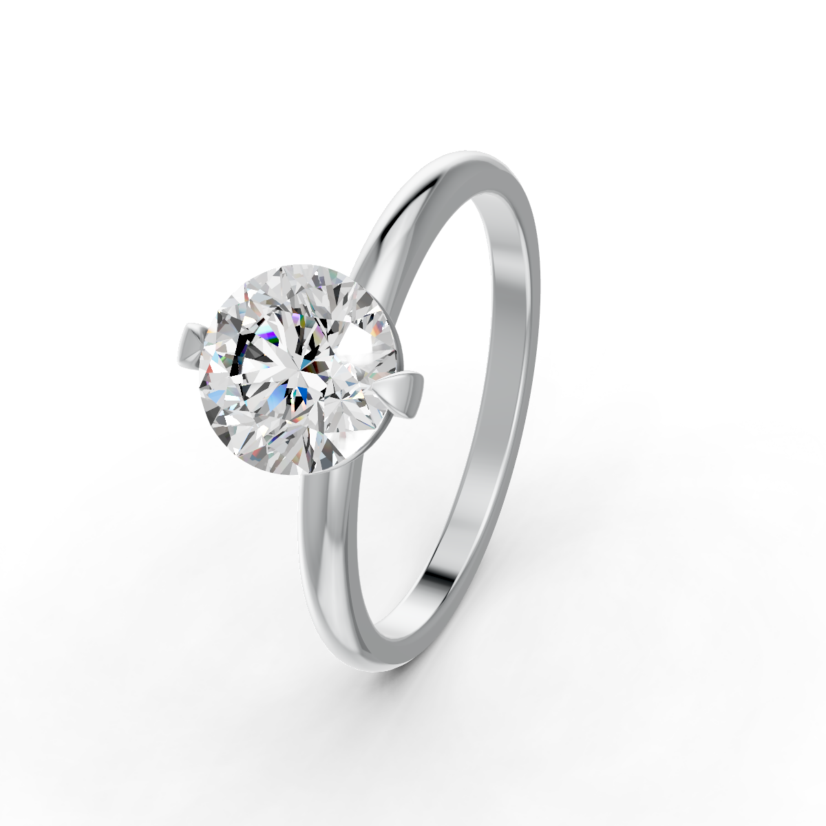 1-5 Ct Round Cut Real Moissanite 2 Prong Solitaire Ring 14K Yellow Gold Plated