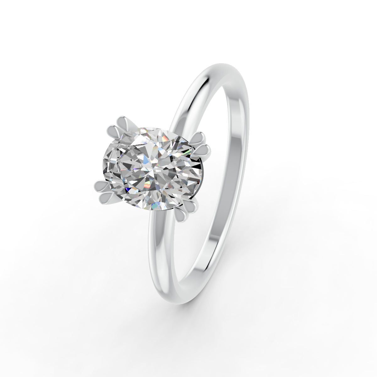 1-5 Ct Oval Cut Real Moissanite Double 4 Prong Solitaire Ring 14K Yellow Gold Plated