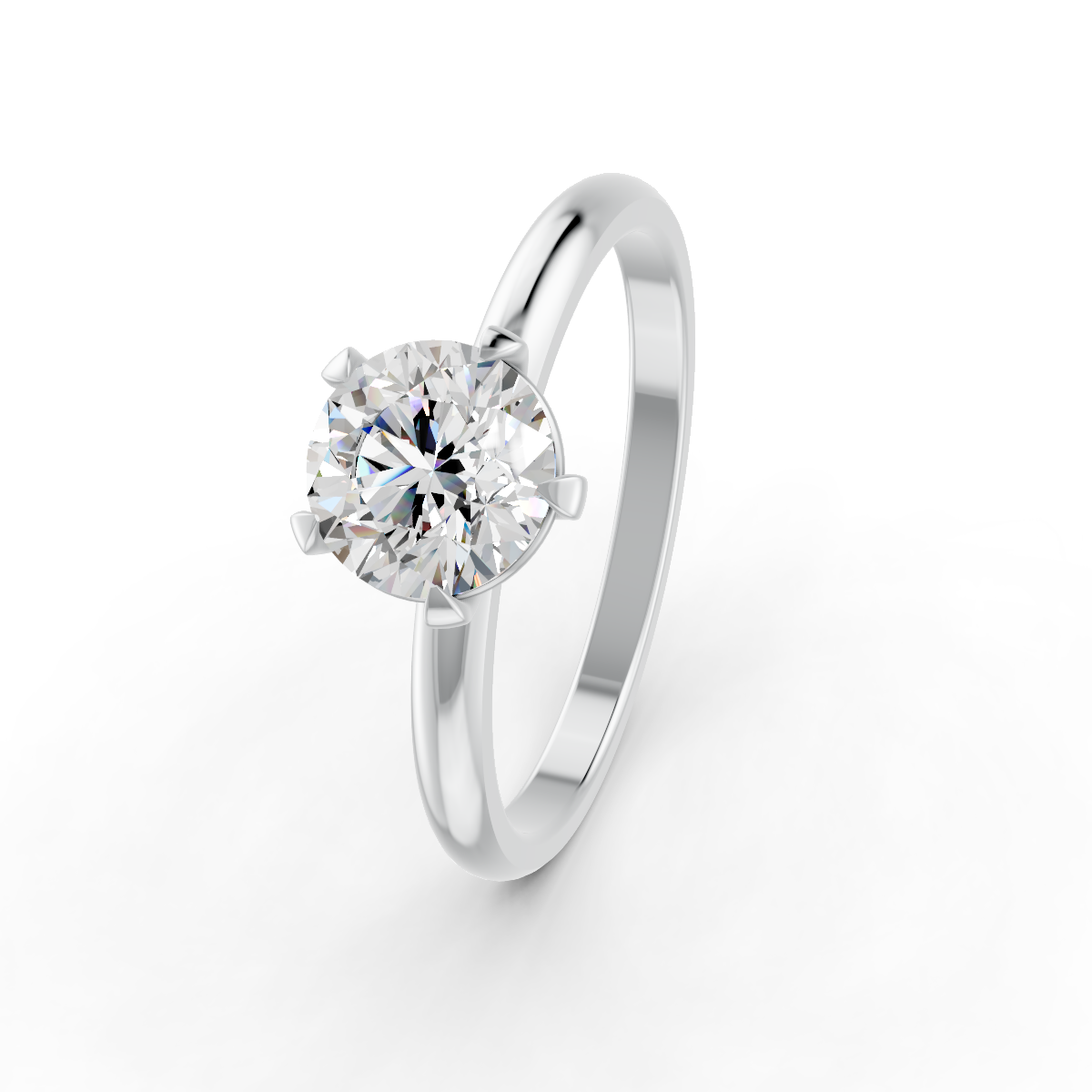 1-5 Ct Round Cut Real Moissanite 5 Prong Solitaire Ring 14K Yellow Gold Plated